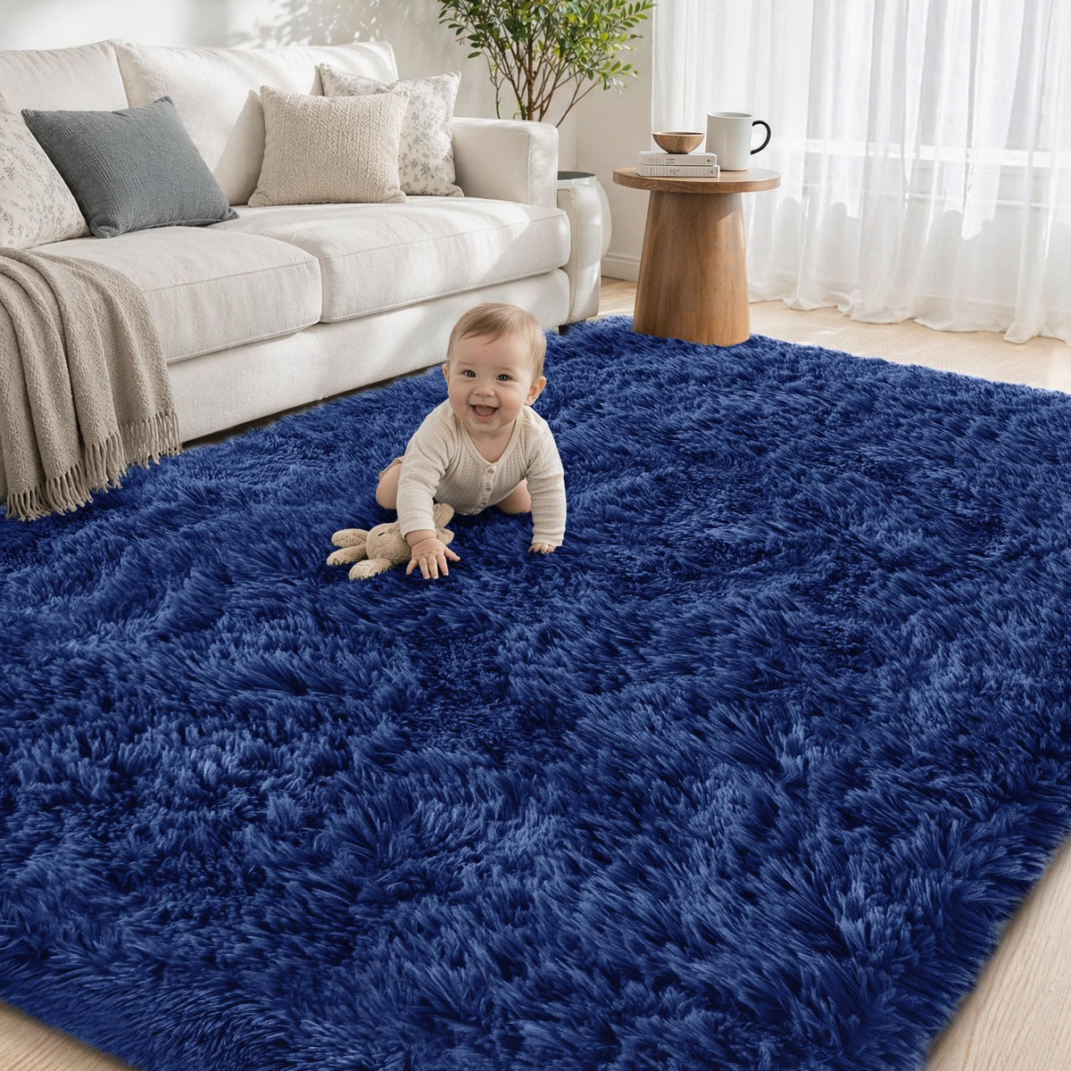 Tosuoka 5x7 Area Rugs for Living Room Bedroom, Black Rug Soft Fluffy Shag