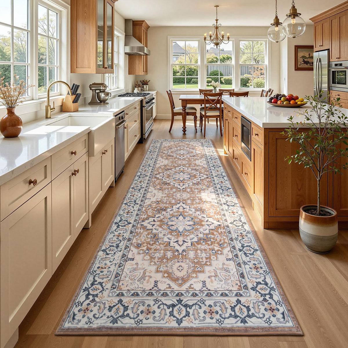 Lofus 5x7 Area Rugs for Living Room Bedroom, Soft Boho Carpet Floral Brown