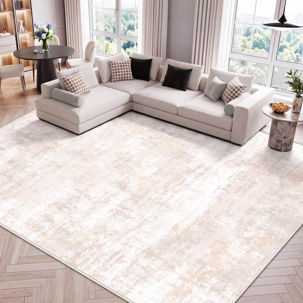 LIVELYGLOW 5x7 Washable Vintage Area Rug, Bedroom Dorm Rug