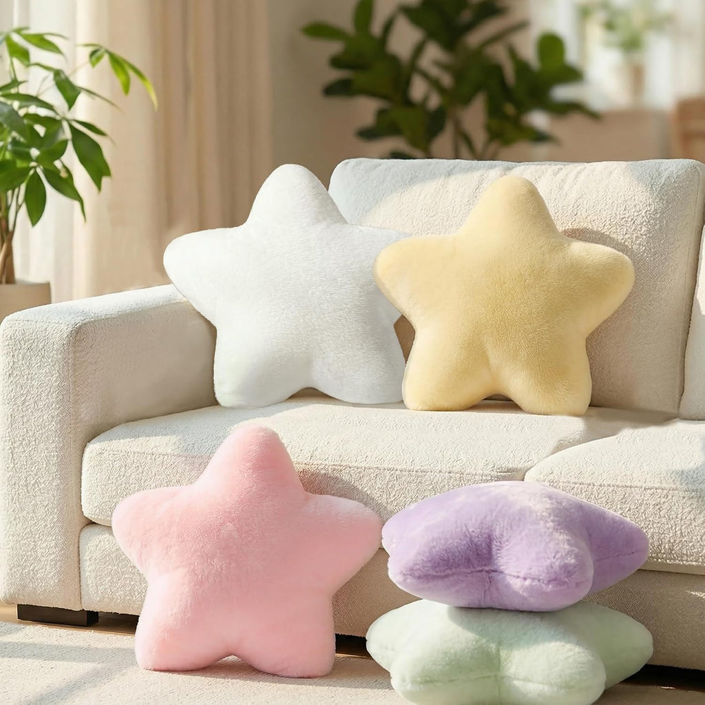 2PCS Star Pillow Set,15.35“ Cute Yellow Decorative Throw Pillows for Bed