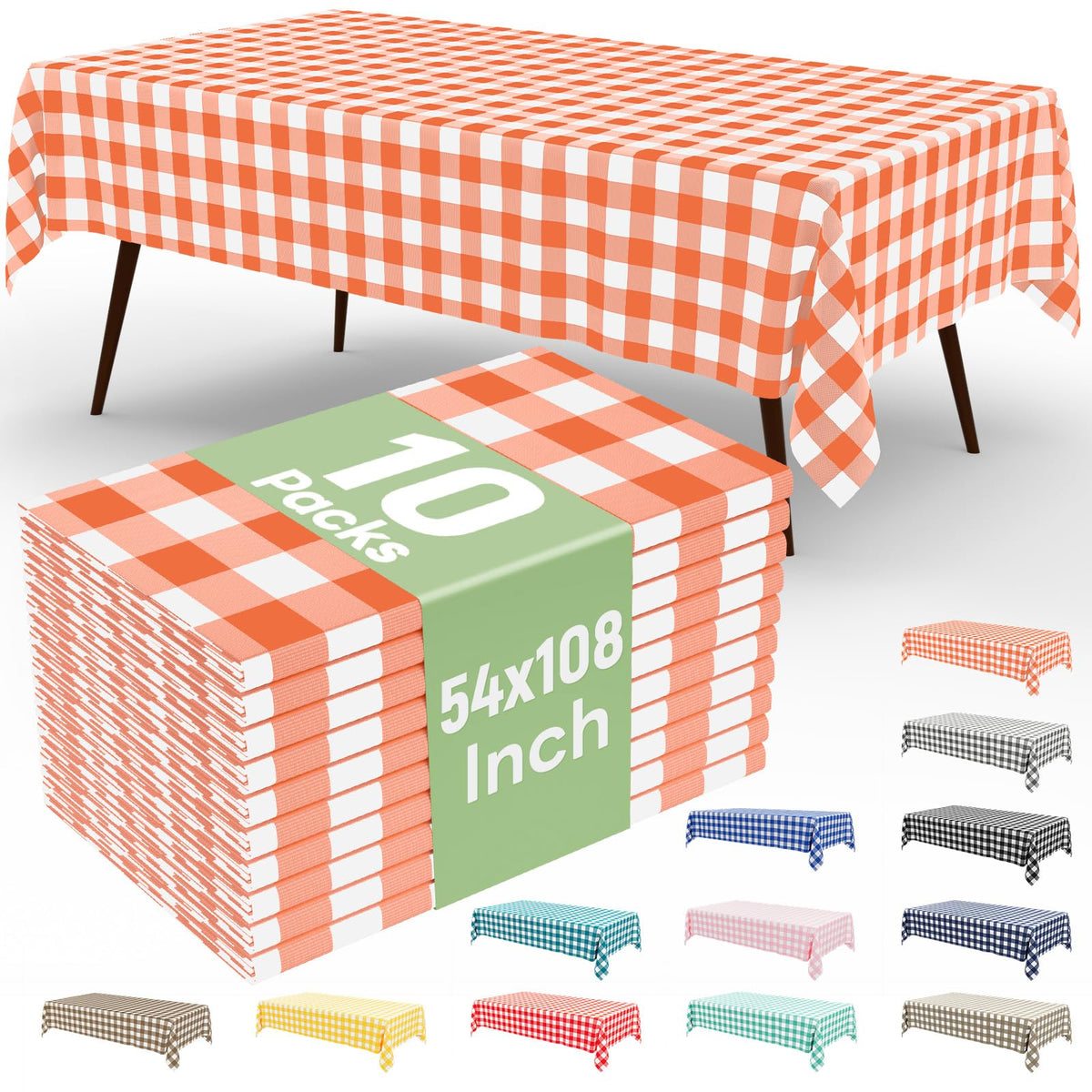 misaya 4 Packs Buffalo Disposable Table Cloth, 54 x 108 Inch Waterproof Plastic Tablecloth, Rectangle Red and White Checkered Table Covers for Picnic, Birthday, Party, Back to School