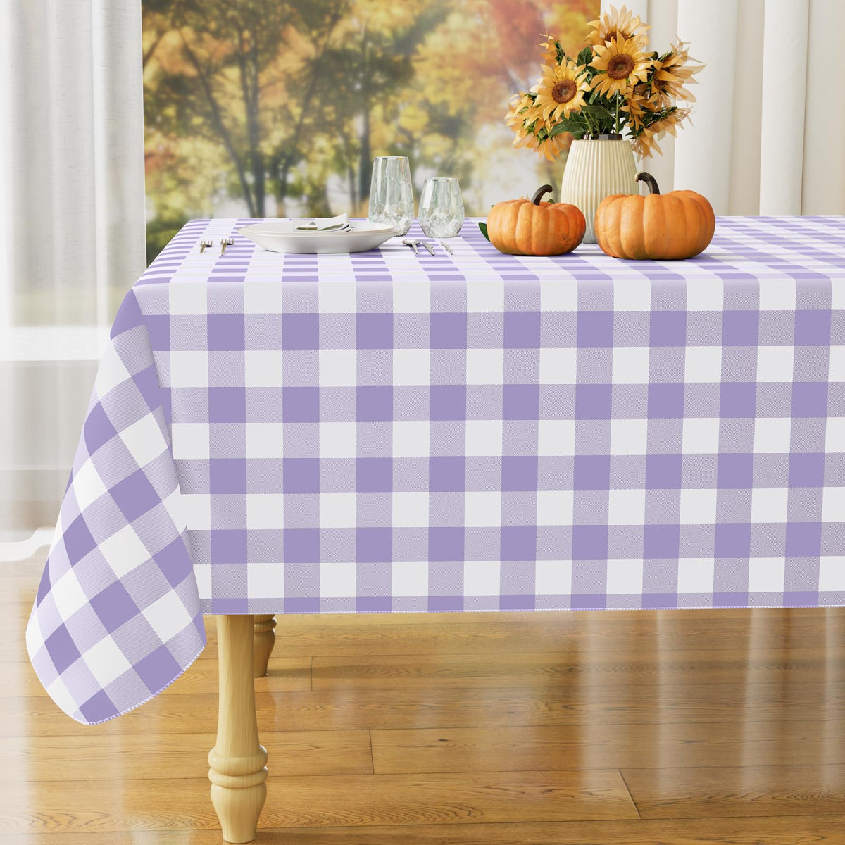 misaya Rectangular Waterproof Vinyl Table Cloth, Flannel Backed Tablecloth