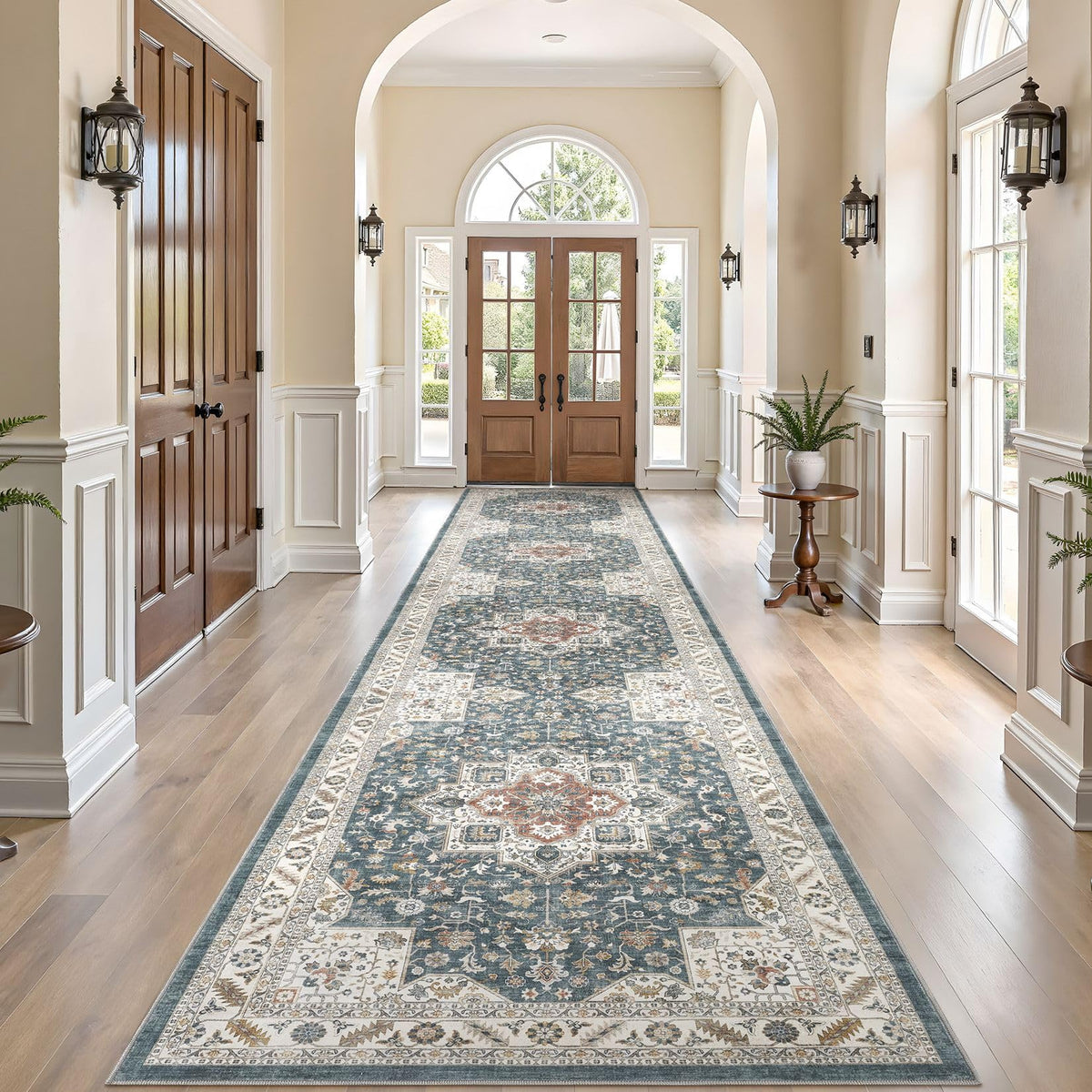 cotiled 5x7 Area Rug for Living Room, Washable, Traditional, Beige