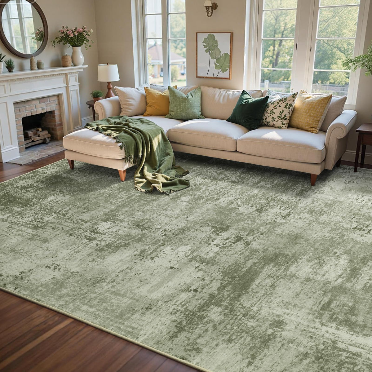 6x9 Ft Large Area Rugs for Living Room, Soft Non-Slip Washable Rugs Modern Abstract Pattern Carpet for Bedroom Indoor Floor Nursery Home Decor (Blue)