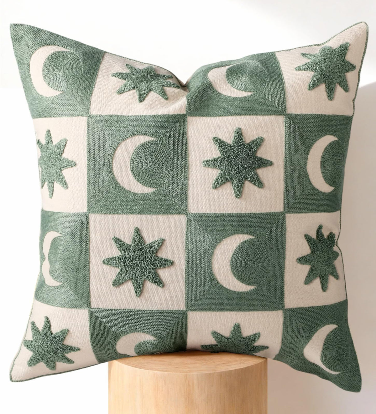 Embroidered Throw Pillow Cover 18x18 Inch, Colorful Plaid