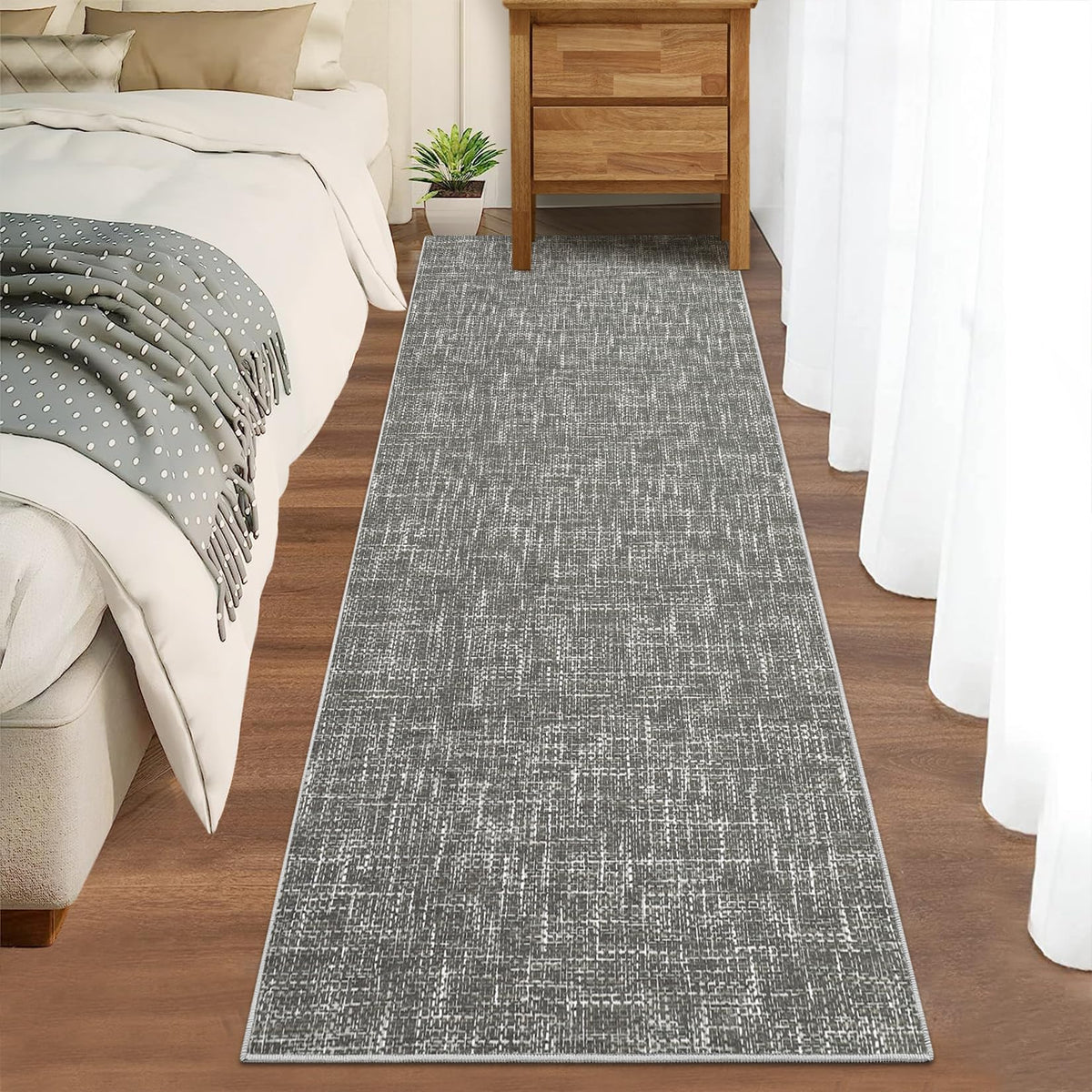 RUGSREAL Bedroom Area Rug 4x6 Modern Abstract Area Rug Stain Resistant Small Living Room Rug Contemporary Dining Room Rug Non-Slip Solid Rug Aesthetic Accent Floor Carpet for Kitchen Office, Dark Grey