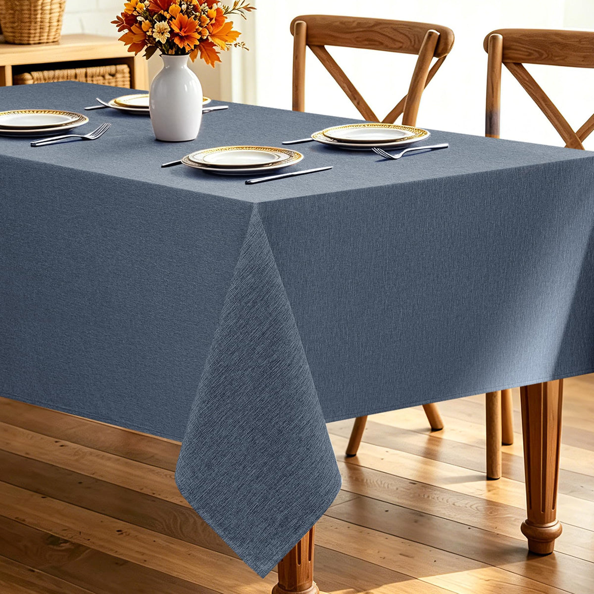 Decorelia Sage Green Linen Textured Tablecloth Rectangular 52 x70 Inch