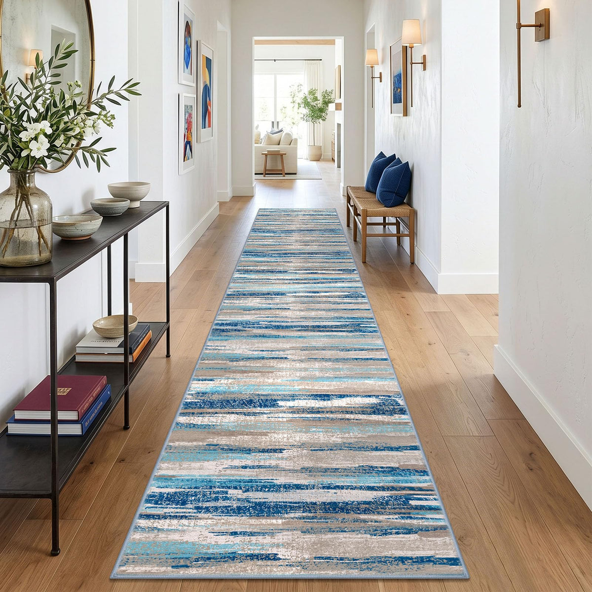 Lansny Abstract 2x3 Area Rug Small Washable Entryway Rug Non Slip Door Mat