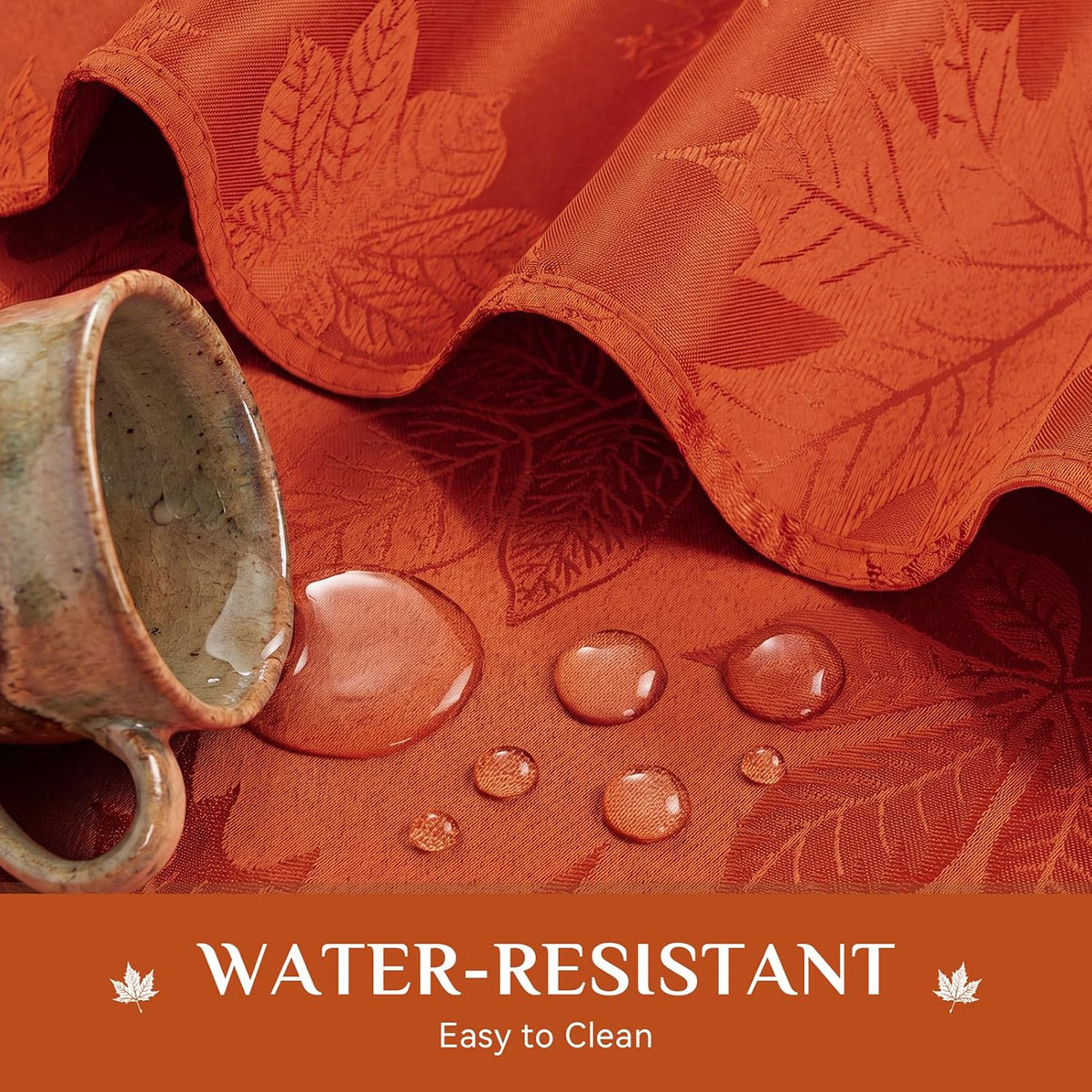 Softalker Fall Jacquard Rectangle Tablecloth, 60 x 84 Inch Burnt Orange