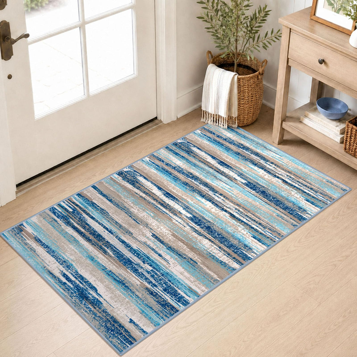 Lansny Abstract 2x3 Area Rug Small Washable Entryway Rug Non Slip Door Mat