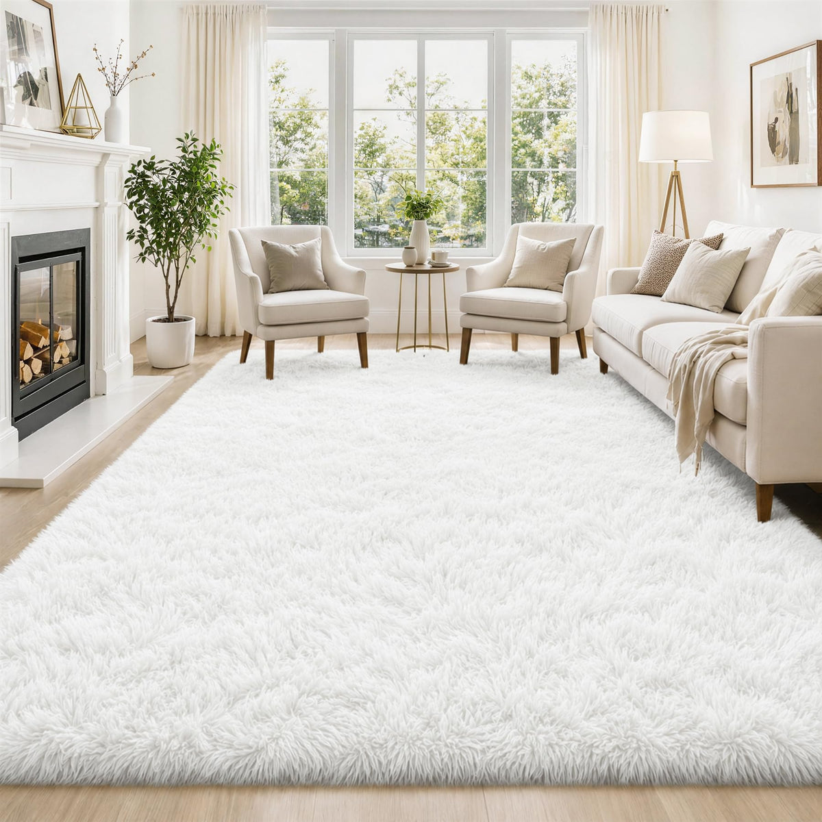 Tosuoka 5x7 Area Rugs for Living Room Bedroom, Black Rug Soft Fluffy Shag