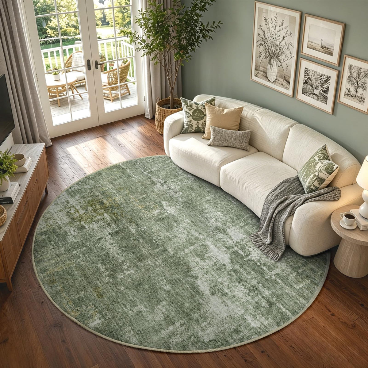 6x9 Ft Large Area Rugs for Living Room, Soft Non-Slip Washable Rugs Modern Abstract Pattern Carpet for Bedroom Indoor Floor Nursery Home Decor (Blue)