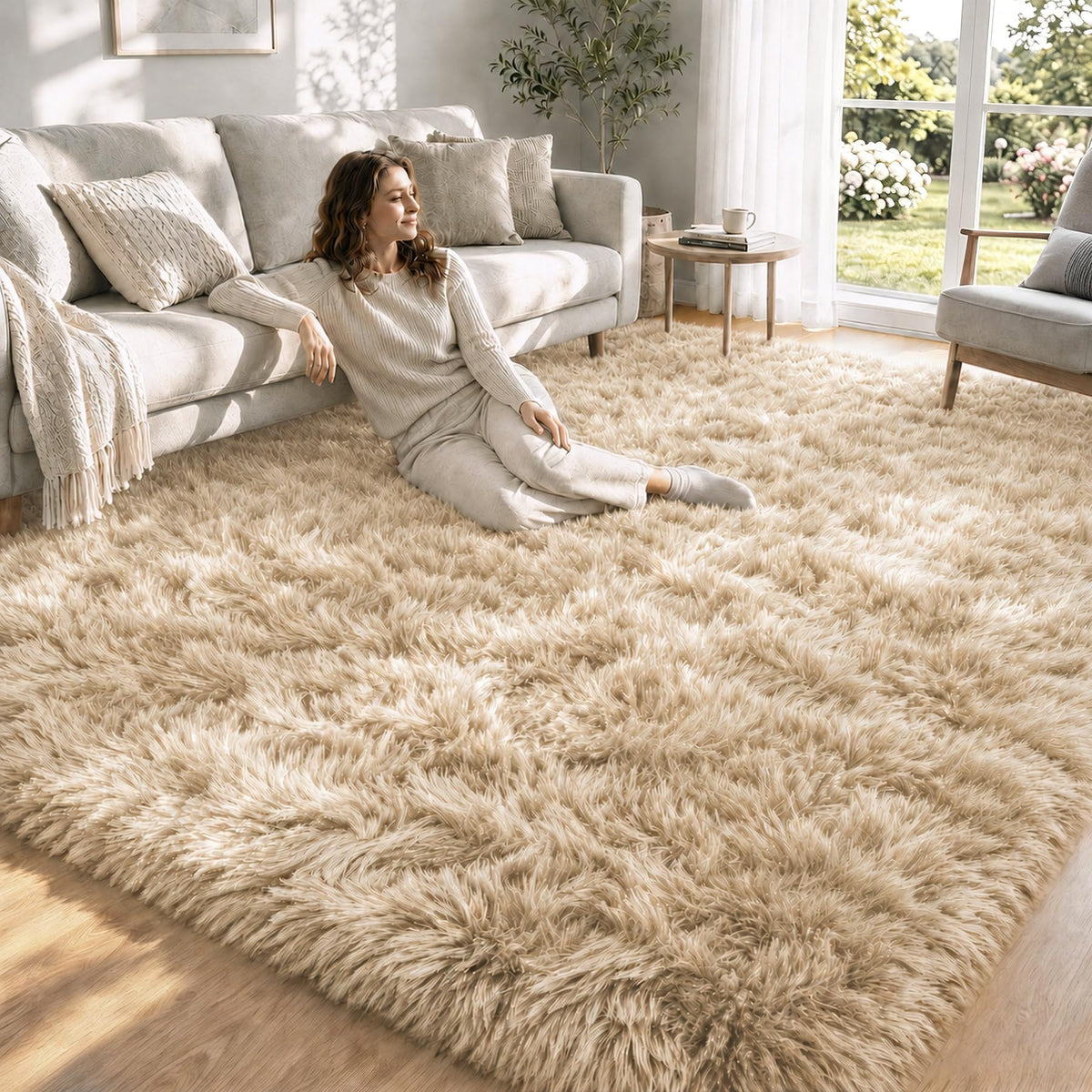 4x6 Area Rugs for Living Room: Soft Black Fluffy Rug Shag Washable Rug Plush Fuzzy Indoor Carpet for Bedroom Nursery Playroom Girls Boys Kids Room (Black, 4'x6')