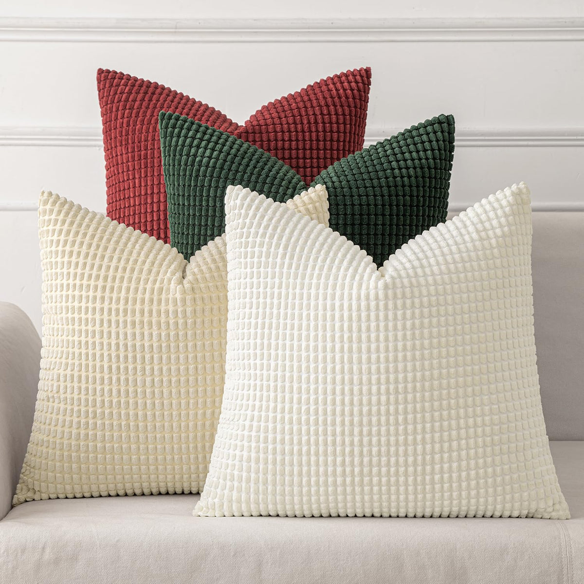 MIULEE Decorative Throw Pillow Covers 18x18 Inch Set of 4 Coastal Blue