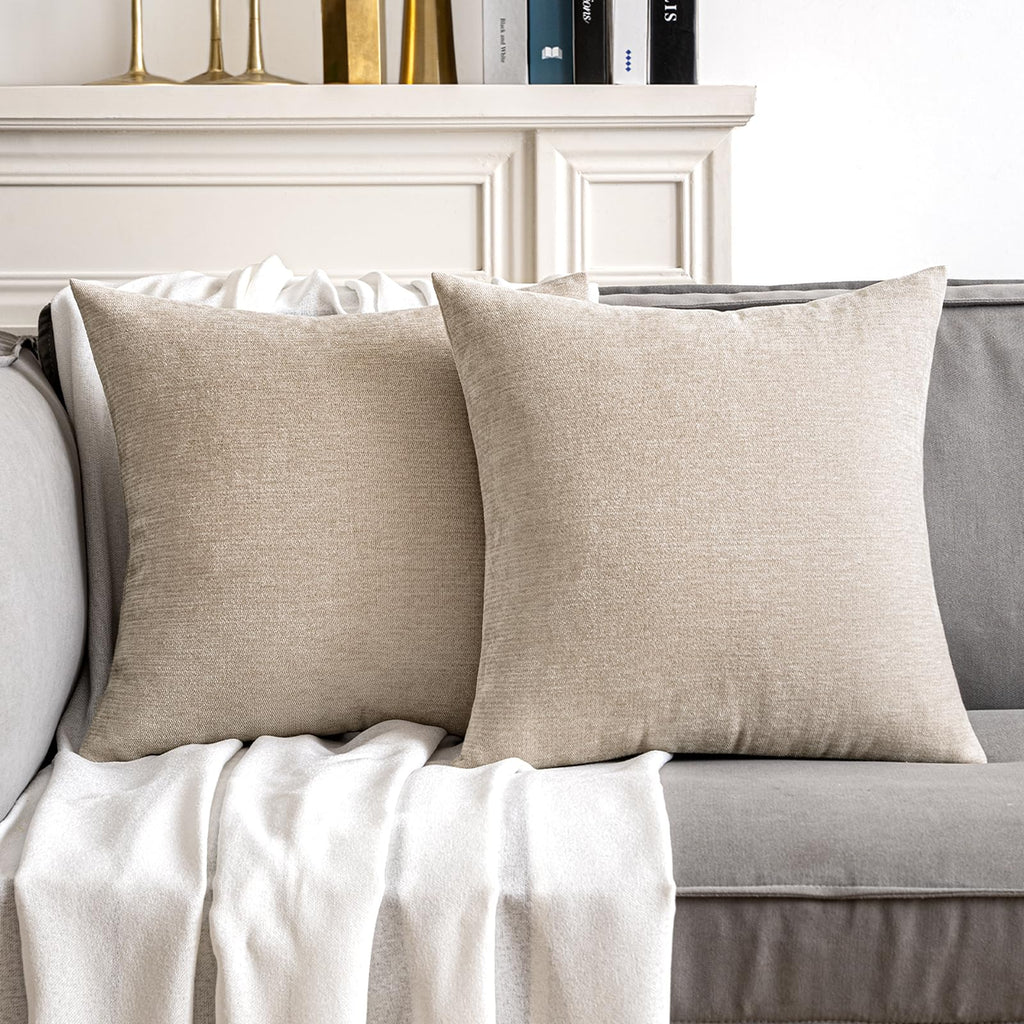 MIULEE Pack of 2 Beige Decorative Pillow Covers 18x18 Inch