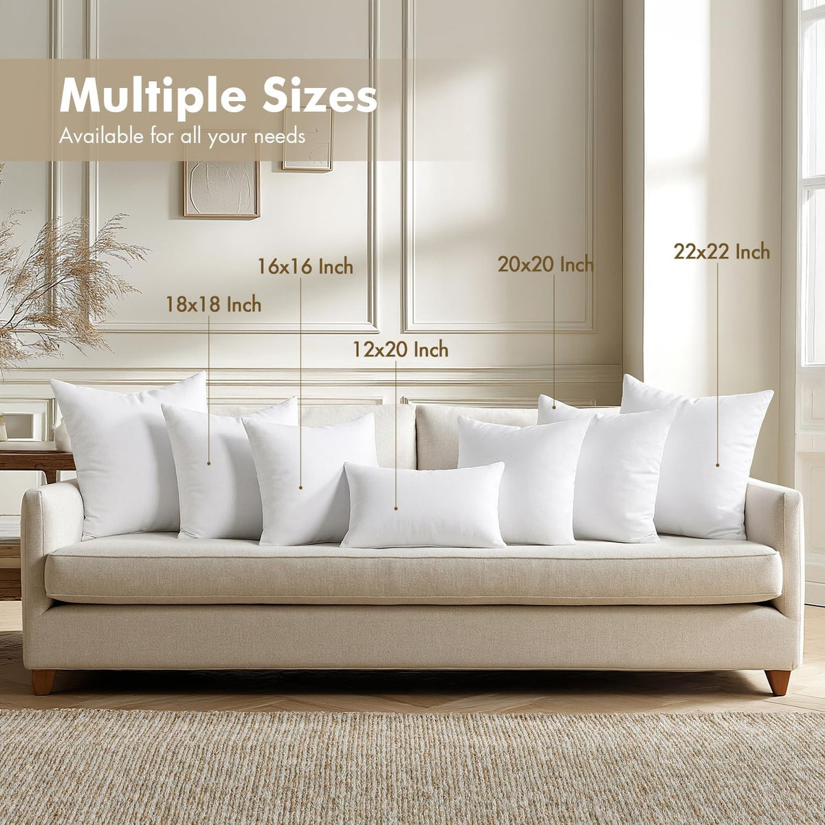 MIULEE 18x18 Pillow Inserts 4 Pack, 100% Virgin Fiber Filling Throw Pillows