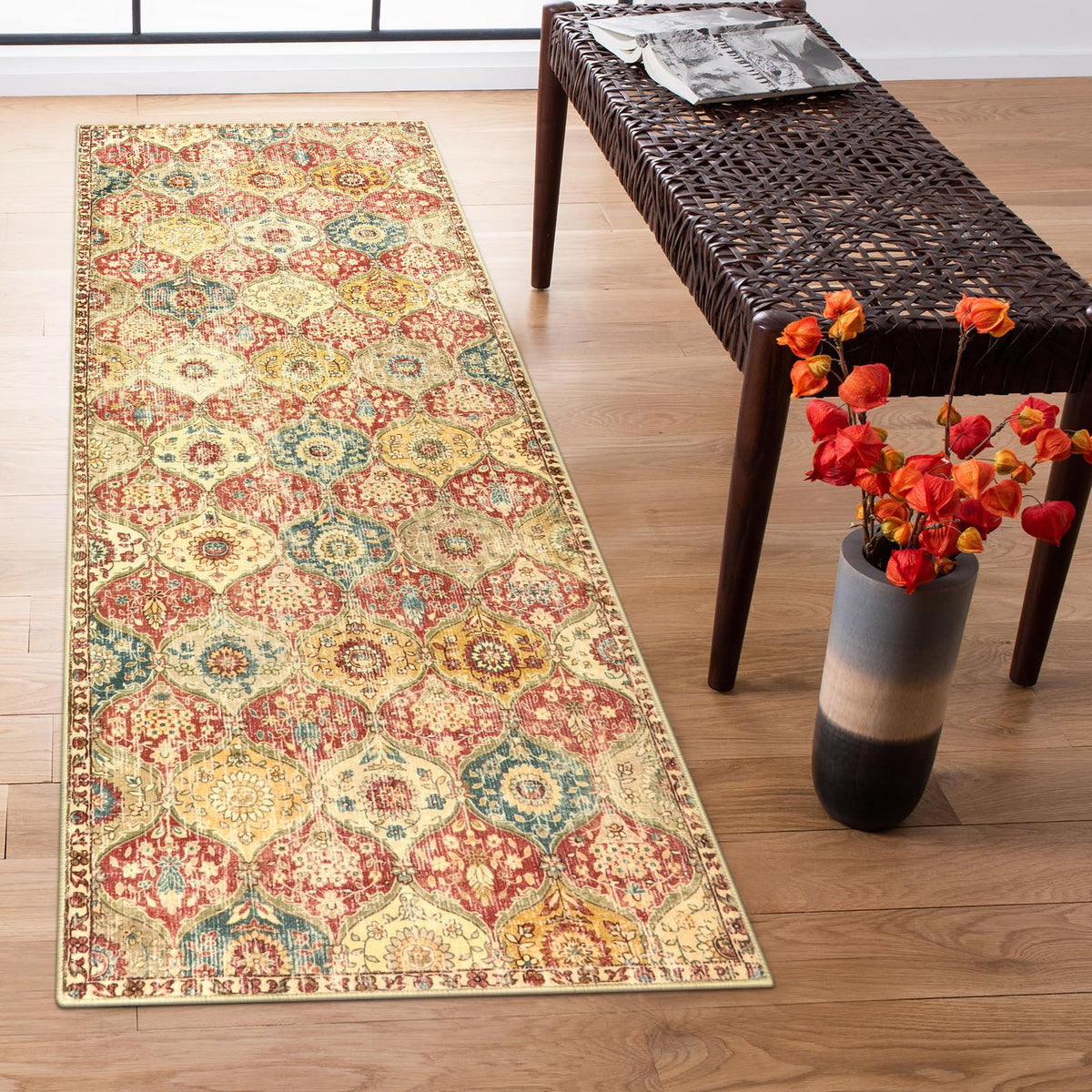 Lahome Moroccan Machine Washable Rugs for Living Room, 4x6 Rug for Bedroom