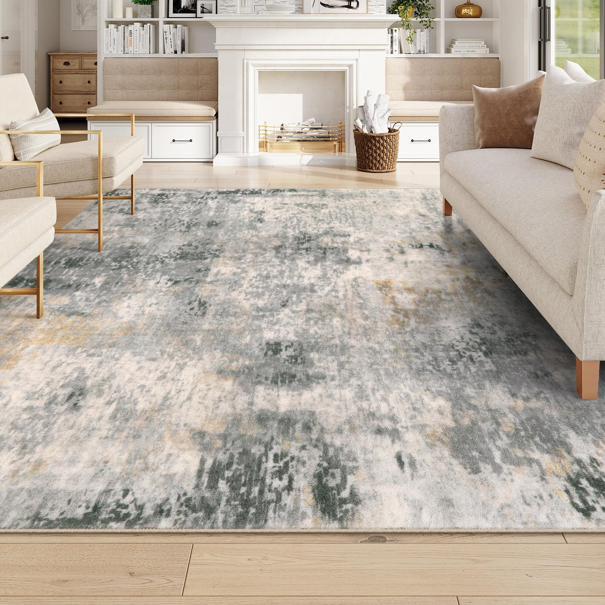 Lahome Modern Abstract Washable 5x7 Area Rugs for Living Room, Colorful Soft Bedroom Rug Low Pile Non Slip,Stain Resistance Dining Room Carpet for Nursery Office Entrance Home Office Decor