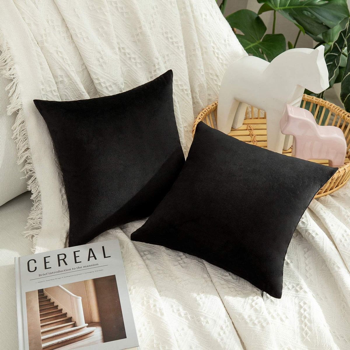 MIULEE Velvet Throw Pillow Covers 18x18 Inch Pack of 2 Dark Blue