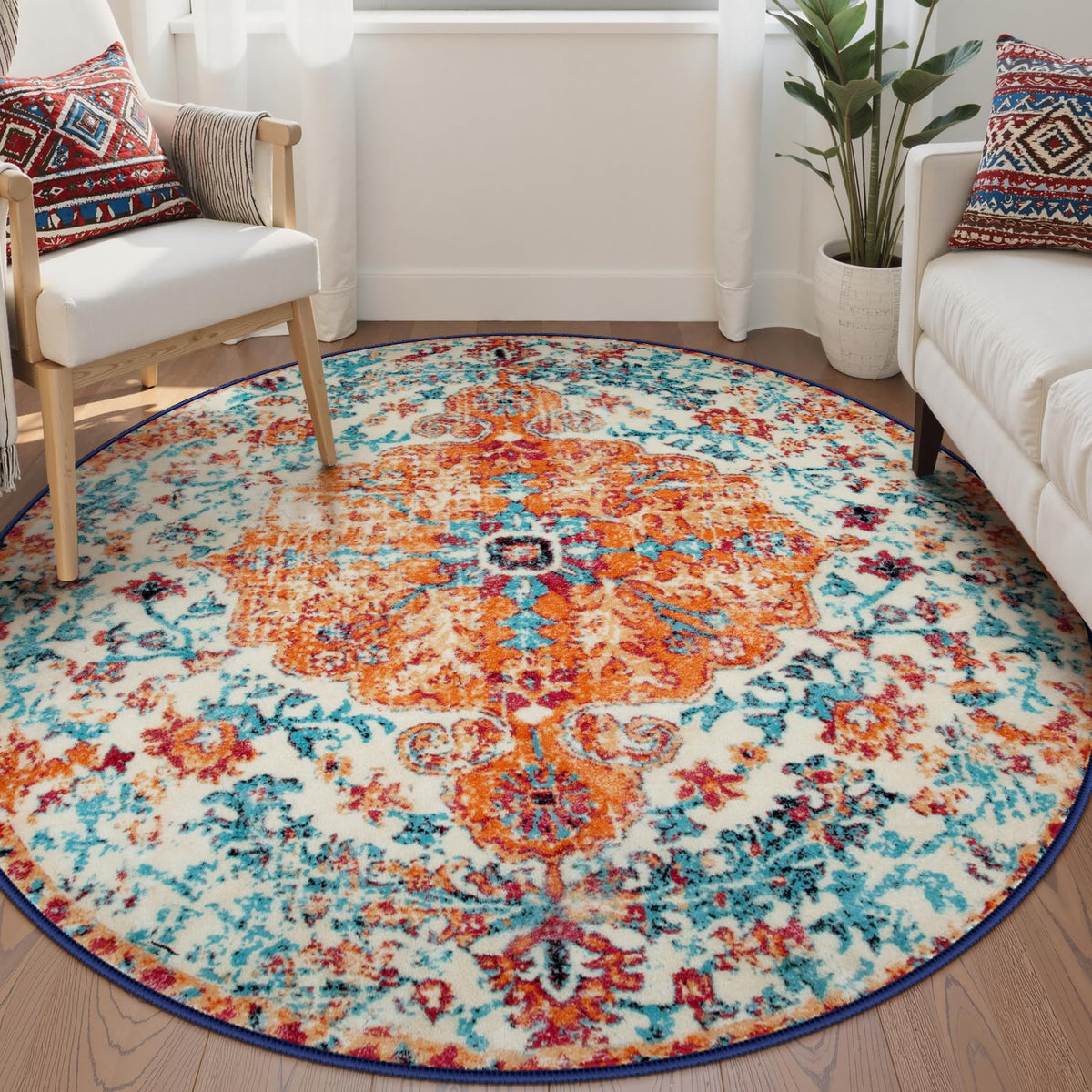 Lahome Felice Boho Tribal 2x3 Washable Small Rugs for Entryway Doormat Indoor Entrance, Throw Rugs with Rubber Backing, Bohemian Soft Non-Slip Bathroom Carpet for Bath Front Door Kitchen Floor