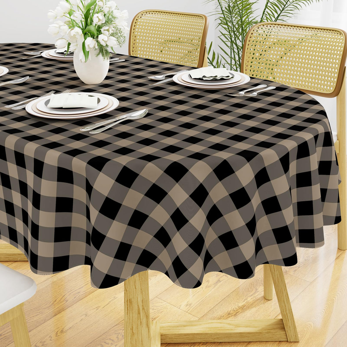 Smiry Picnic Table Cloth, Vinyl Tablecloths with Flannel Backing, 60"x84"