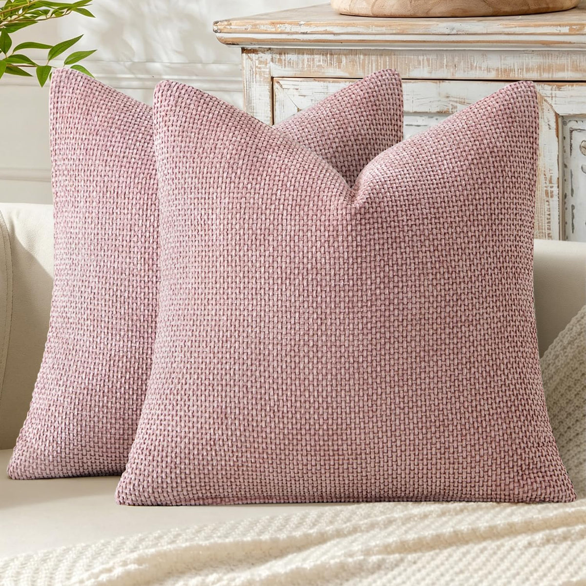 MIULEE Decorative Couch Throw Pillow Covers 18x18 Inch Coastal Blue 2 Pack