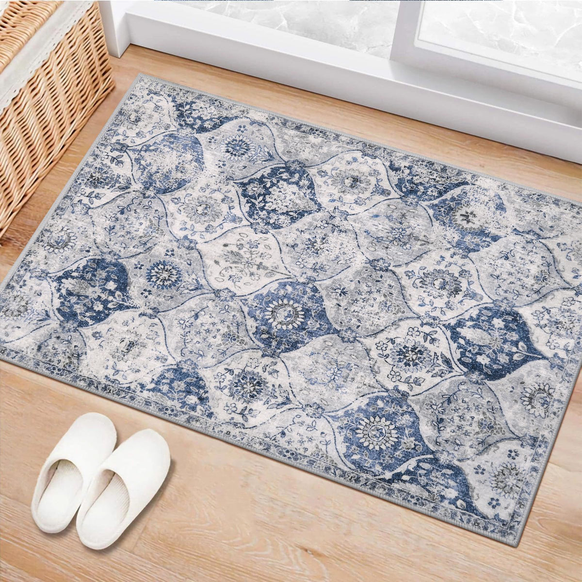 Lahome Moroccan Machine Washable Rugs for Living Room, 4x6 Rug for Bedroom