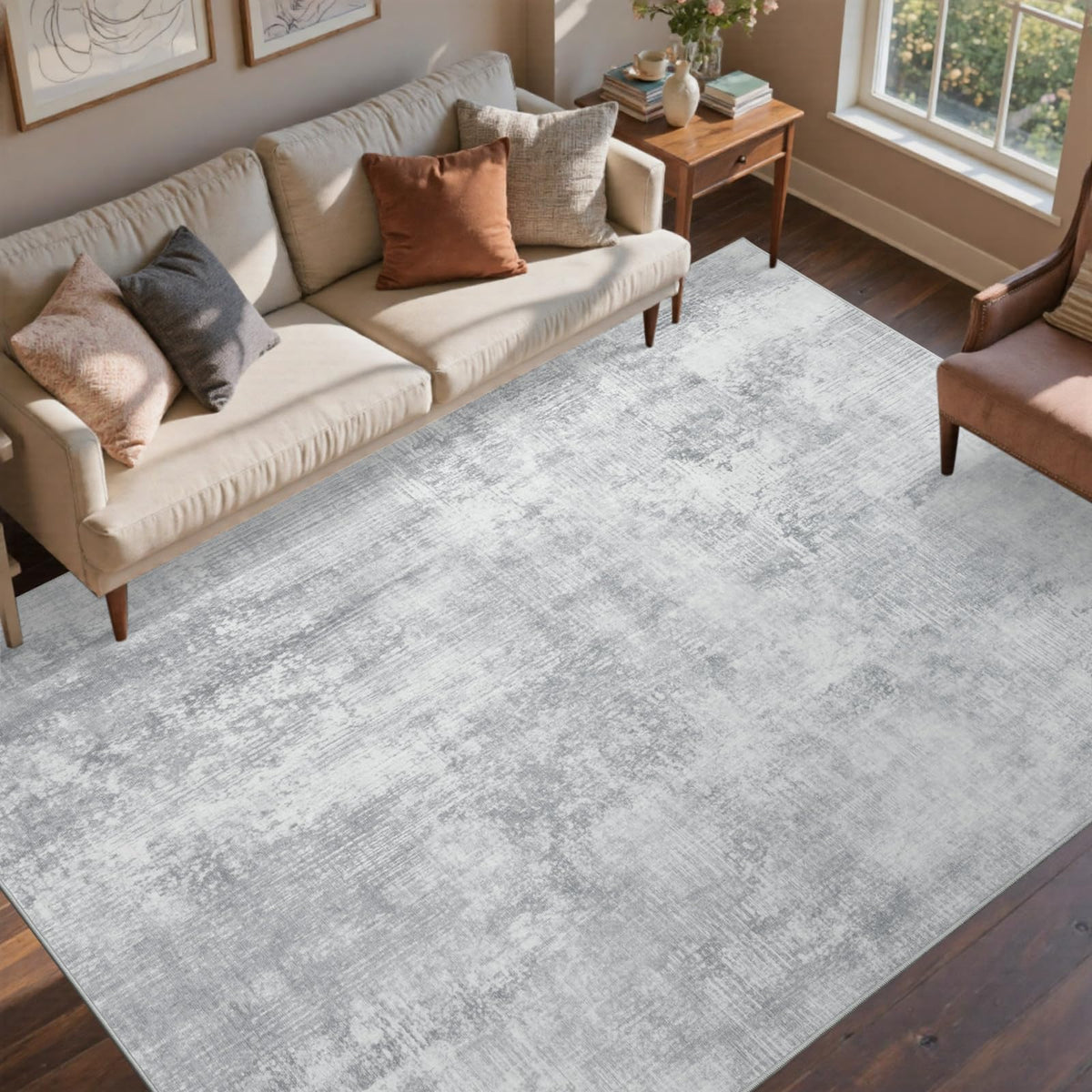 6x9 Ft Large Area Rugs for Living Room, Soft Non-Slip Washable Rugs Modern Abstract Pattern Carpet for Bedroom Indoor Floor Nursery Home Decor (Blue)