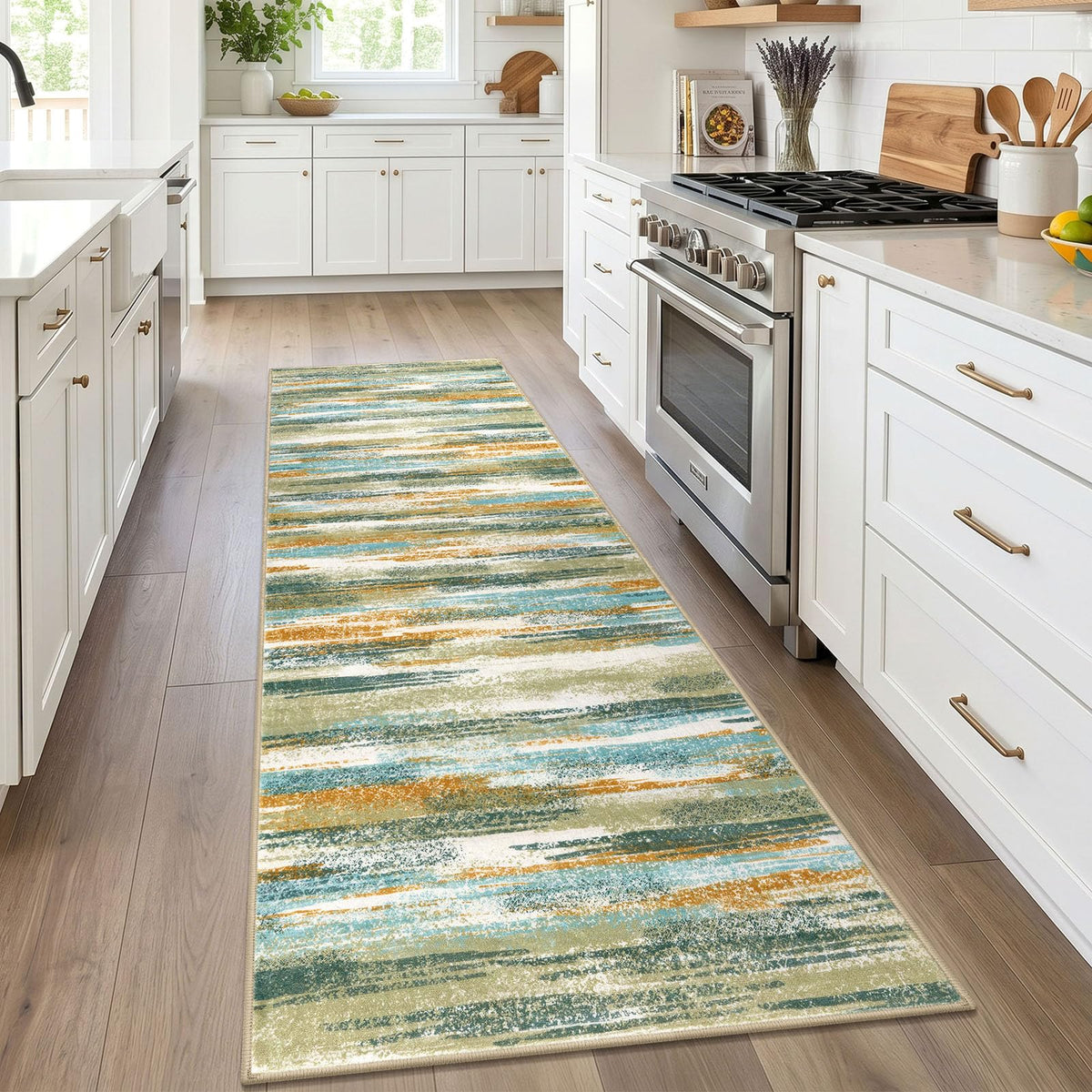 Lansny Abstract 2x3 Area Rug Small Washable Entryway Rug Non Slip Door Mat
