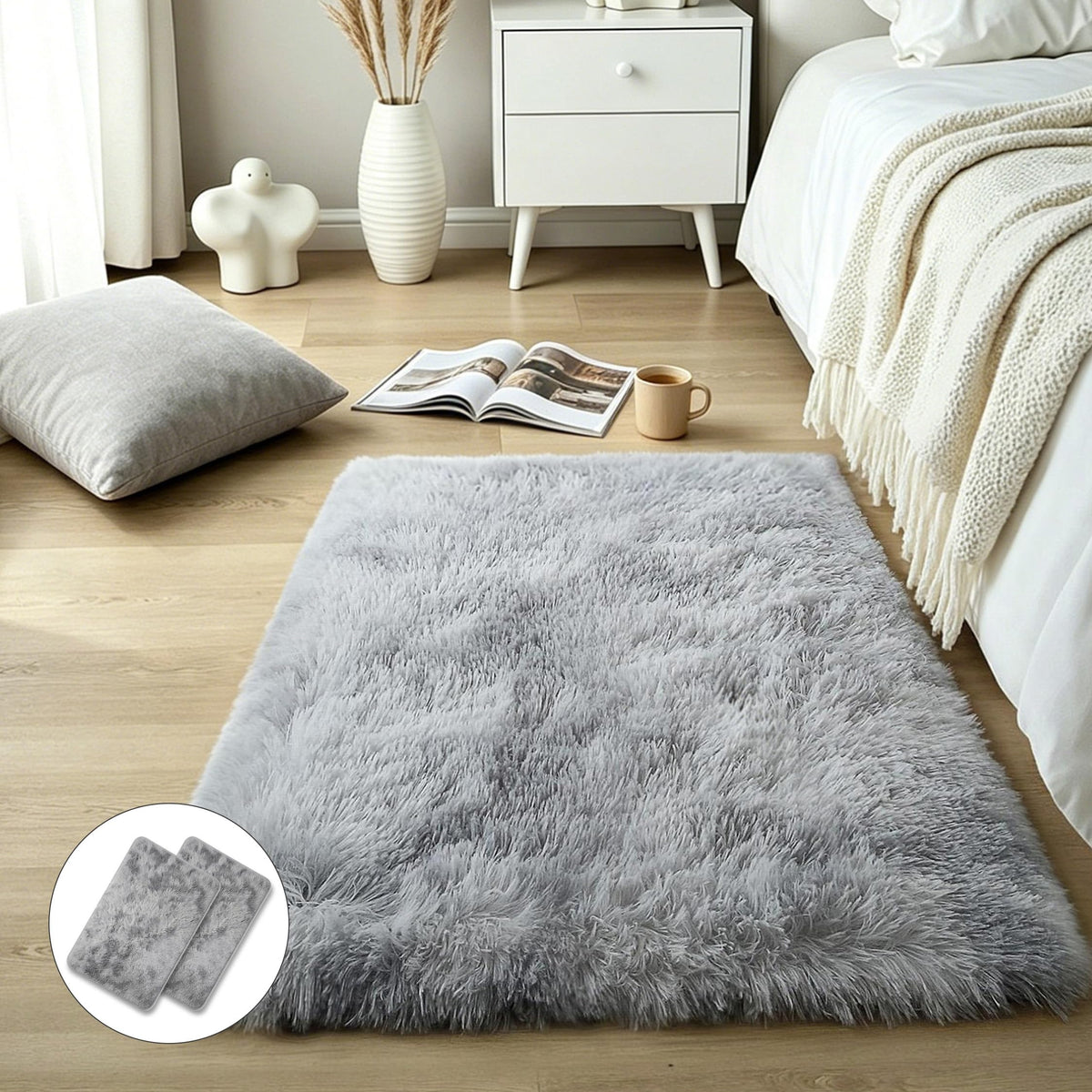Pink Fluffy 4x6 Area Rugs for Bedroom Girls, Plush Washable Carpet