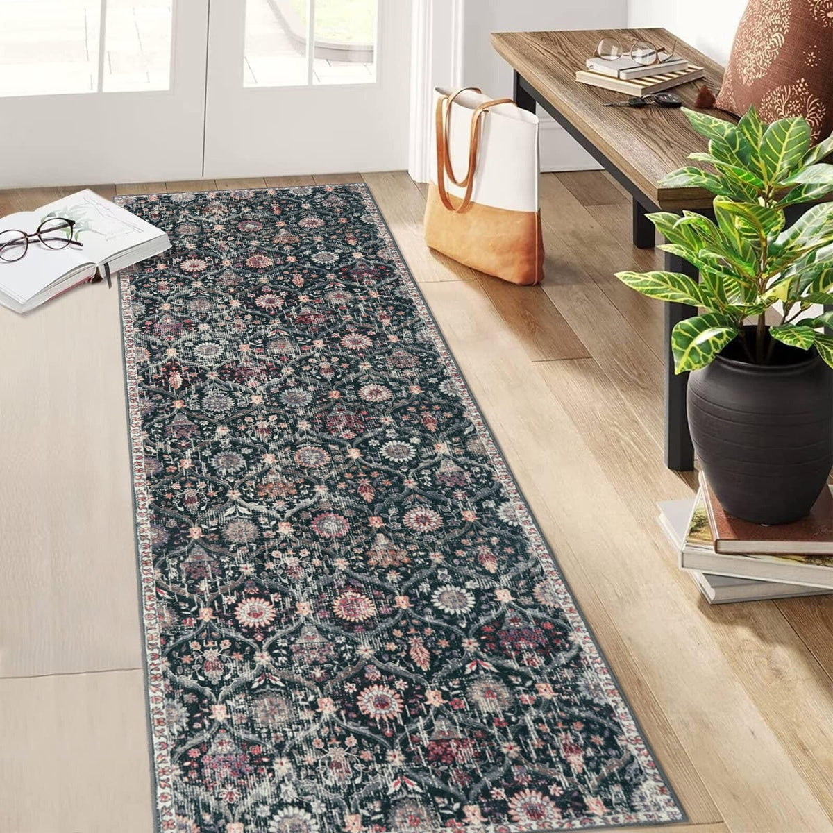 Lahome Moroccan Machine Washable Rugs for Living Room, 4x6 Rug for Bedroom