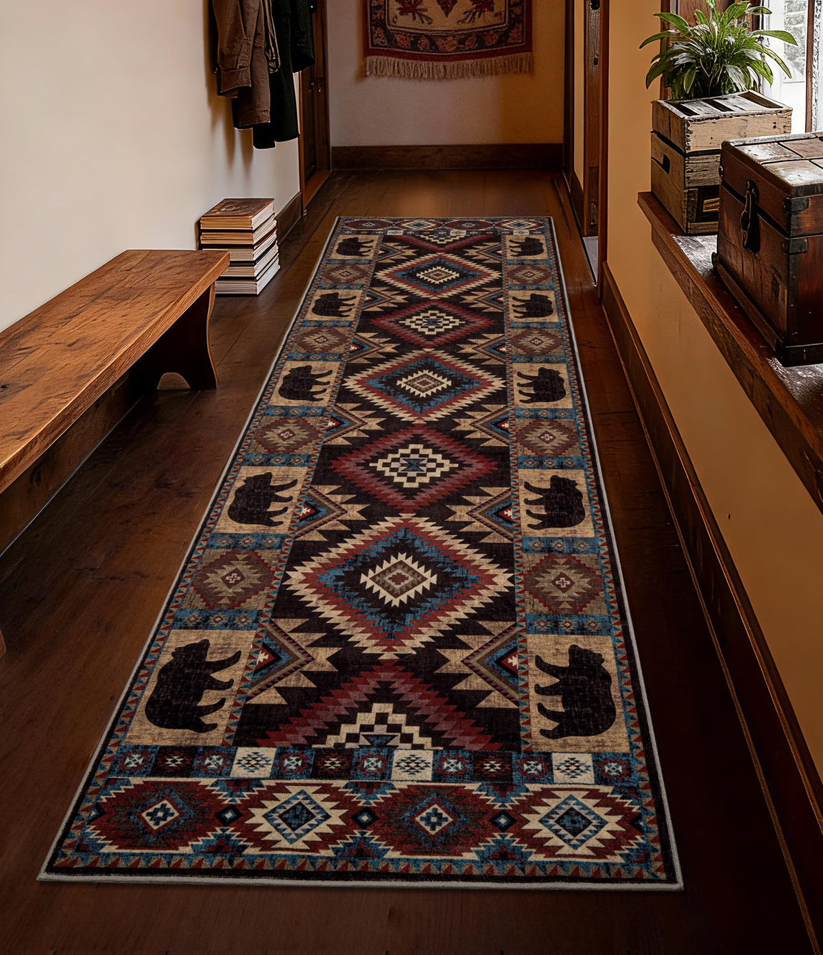 YIHOUSE Washable Rustic Cabin Area Rugs 5x7 Brown