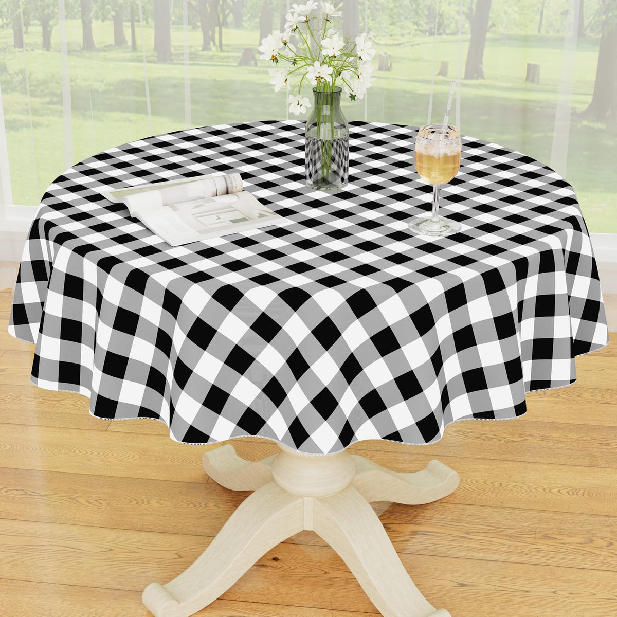 Smiry Picnic Table Cloth, Vinyl Tablecloths with Flannel Backing, 60"x84"