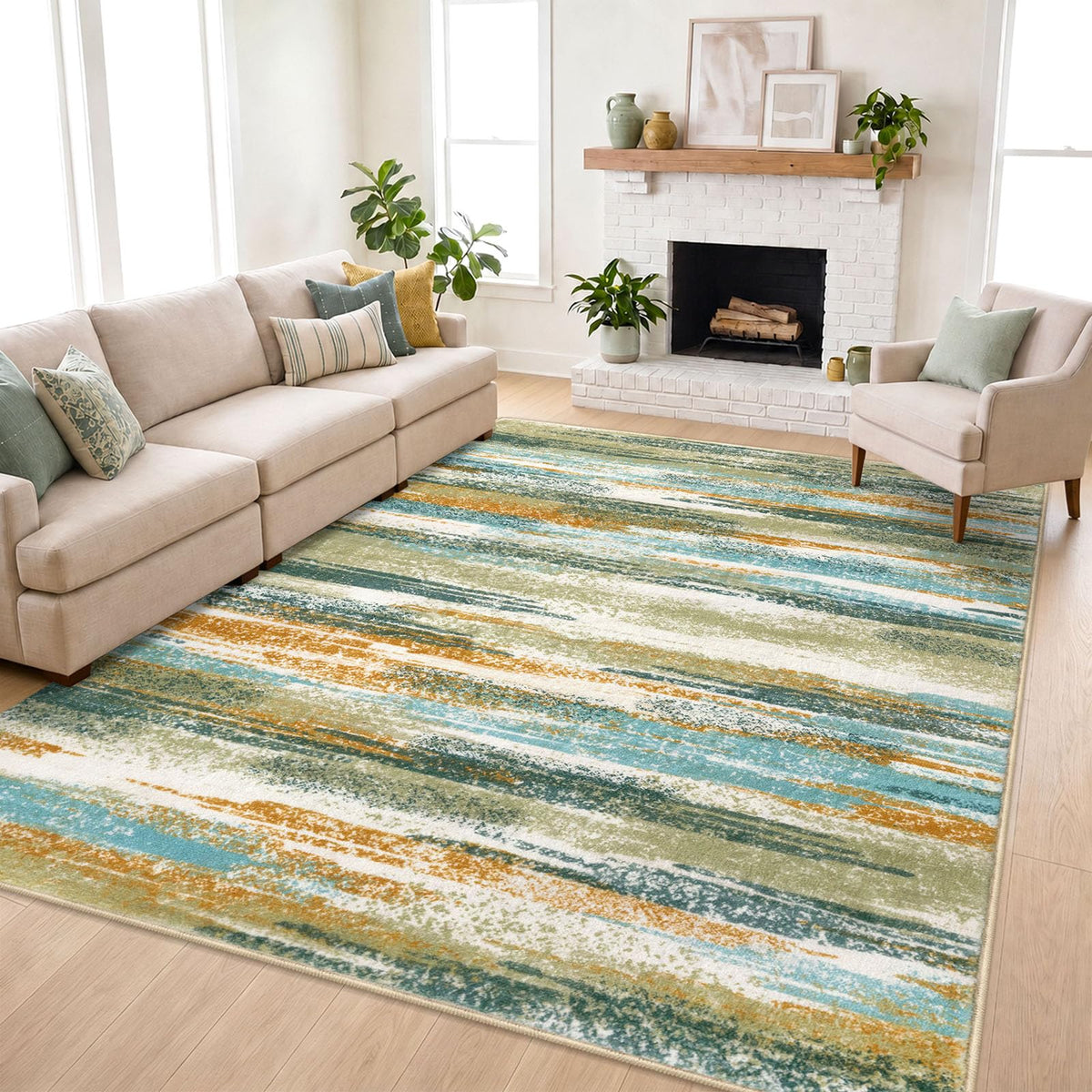 Lansny Abstract 2x3 Area Rug Small Washable Entryway Rug Non Slip Door Mat