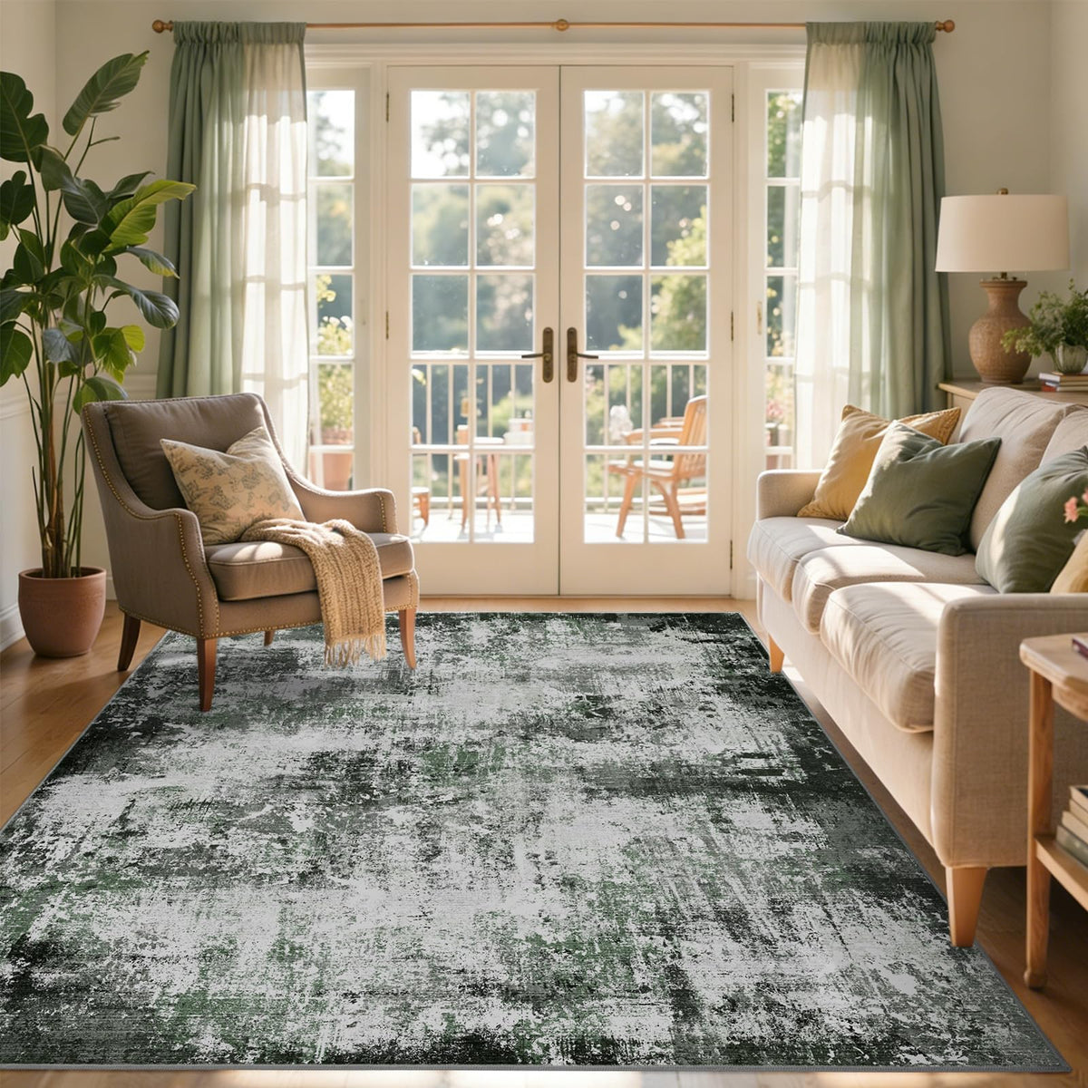 6x9 Ft Large Area Rugs for Living Room, Soft Non-Slip Washable Rugs Modern Abstract Pattern Carpet for Bedroom Indoor Floor Nursery Home Decor (Blue)