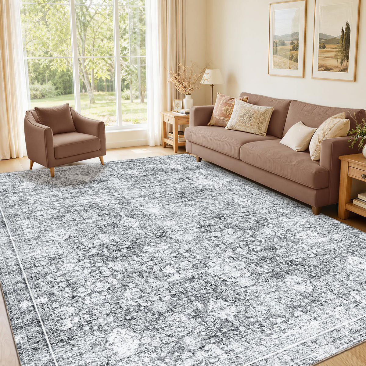 Sasttie 4x6 Area Rugs, Ultra-Soft Washable Rug for Living Room, Beige
