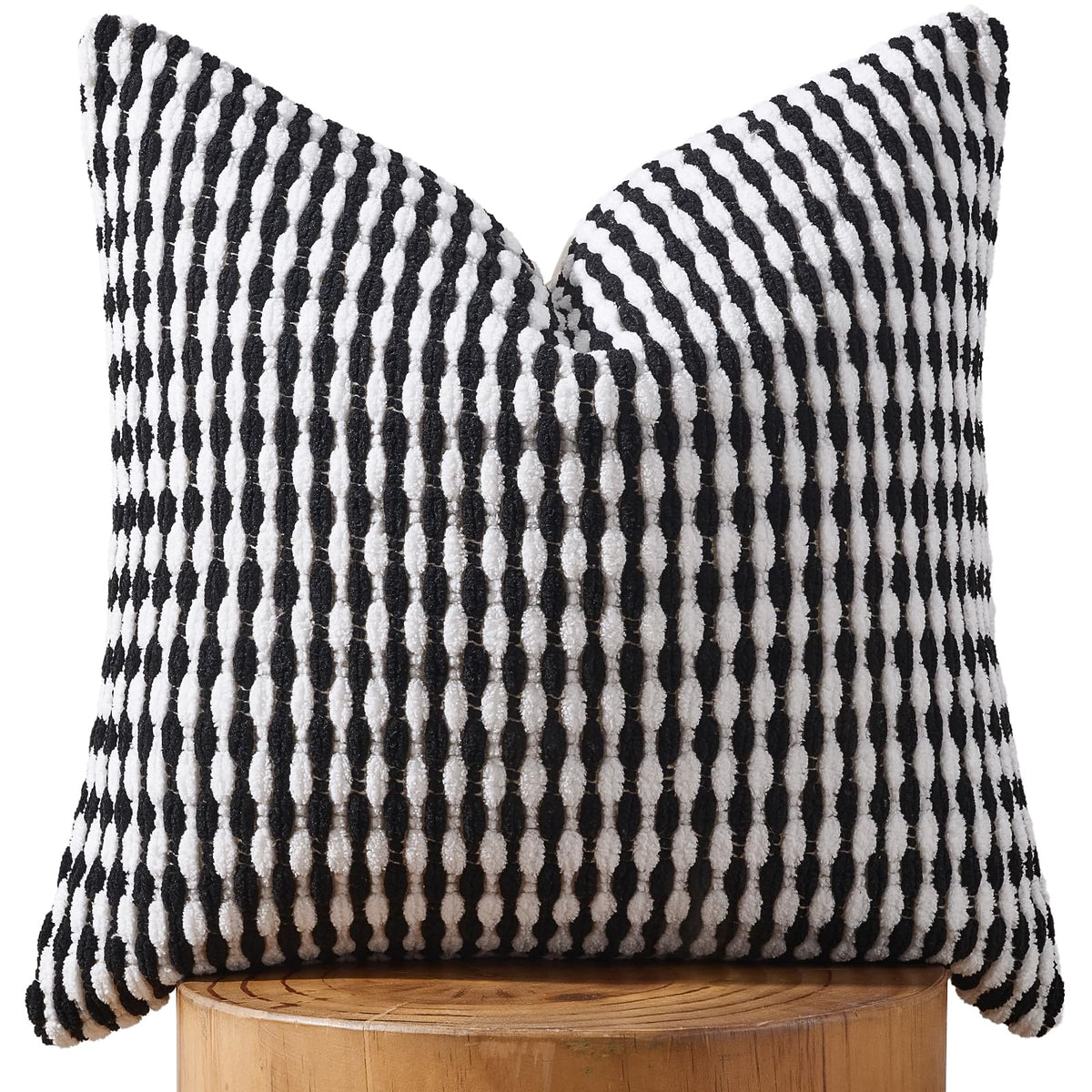 AmHoo Set of 2 Boho Chenille Pillow Cover Decorative Tufted Pillowcase for Couch Bed Sofa Bedroom Living Room Modern 18 x 18-Inch Brown
