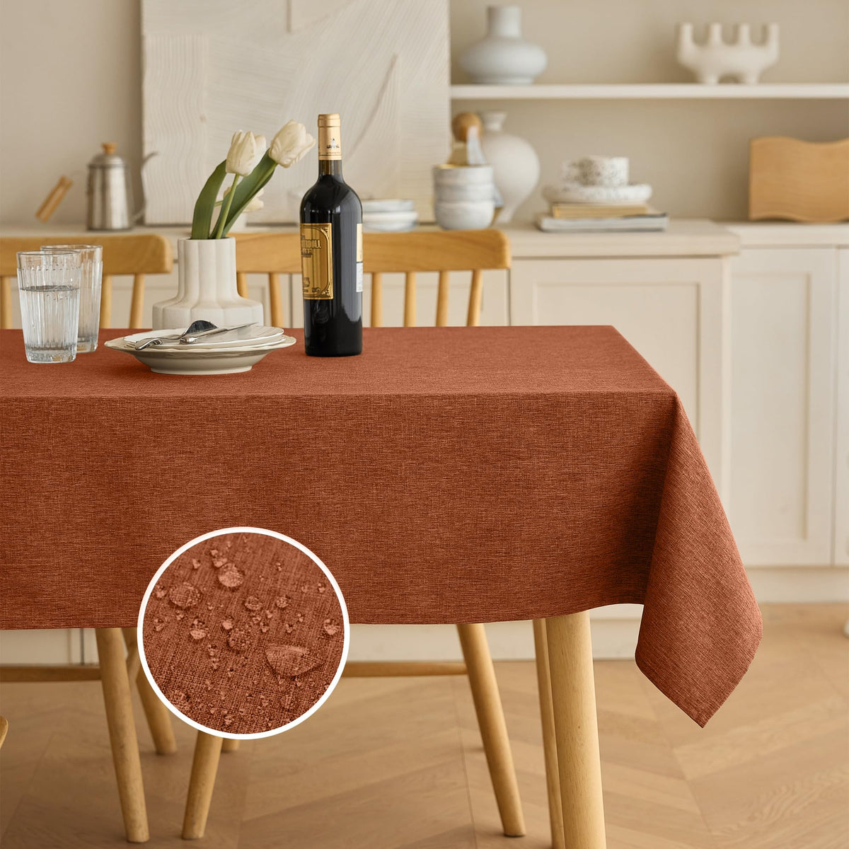 Decorelia Sage Green Linen Textured Tablecloth Rectangular 52 x70 Inch