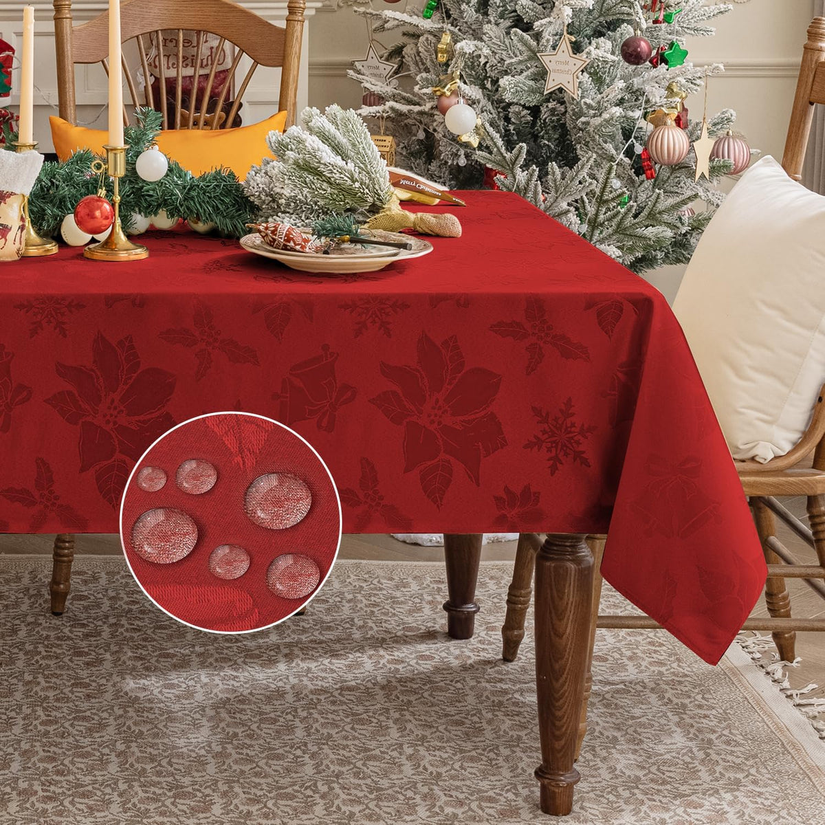 Softalker Fall Jacquard Rectangle Tablecloth, 60 x 84 Inch Burnt Orange