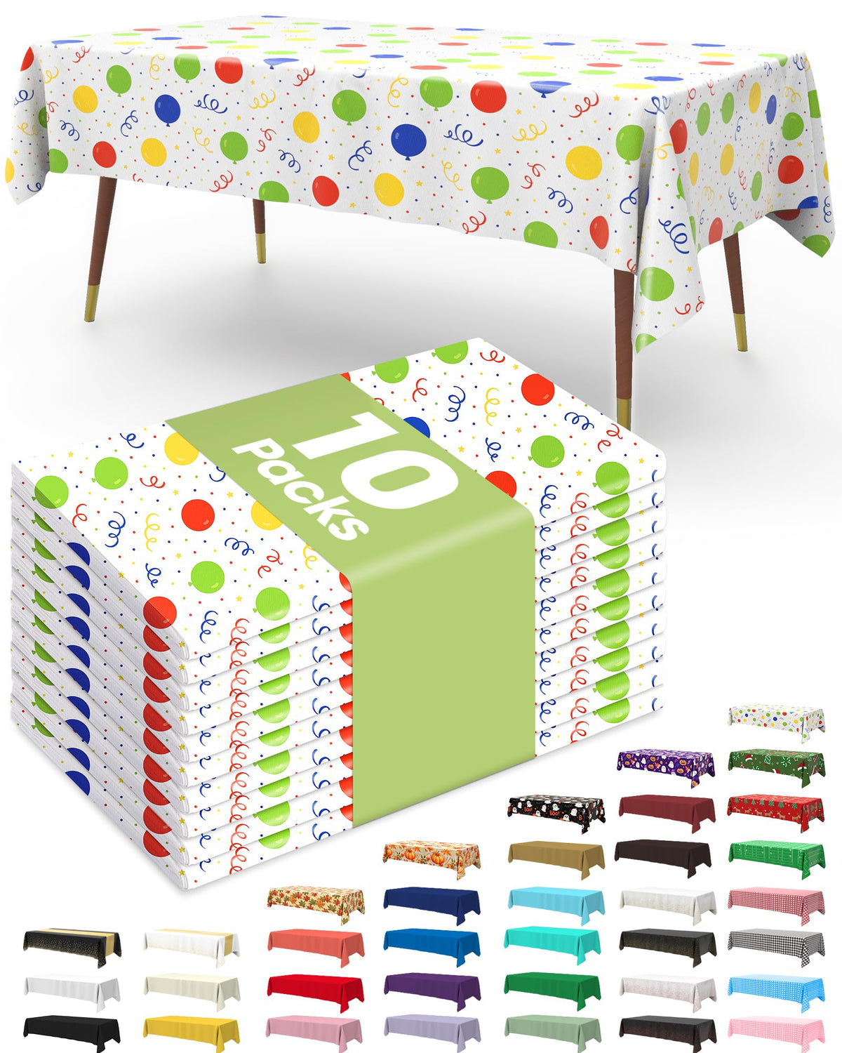 Pureegg Plastic Table Cloth Disposable 54x108 Inch 10 Pack, White