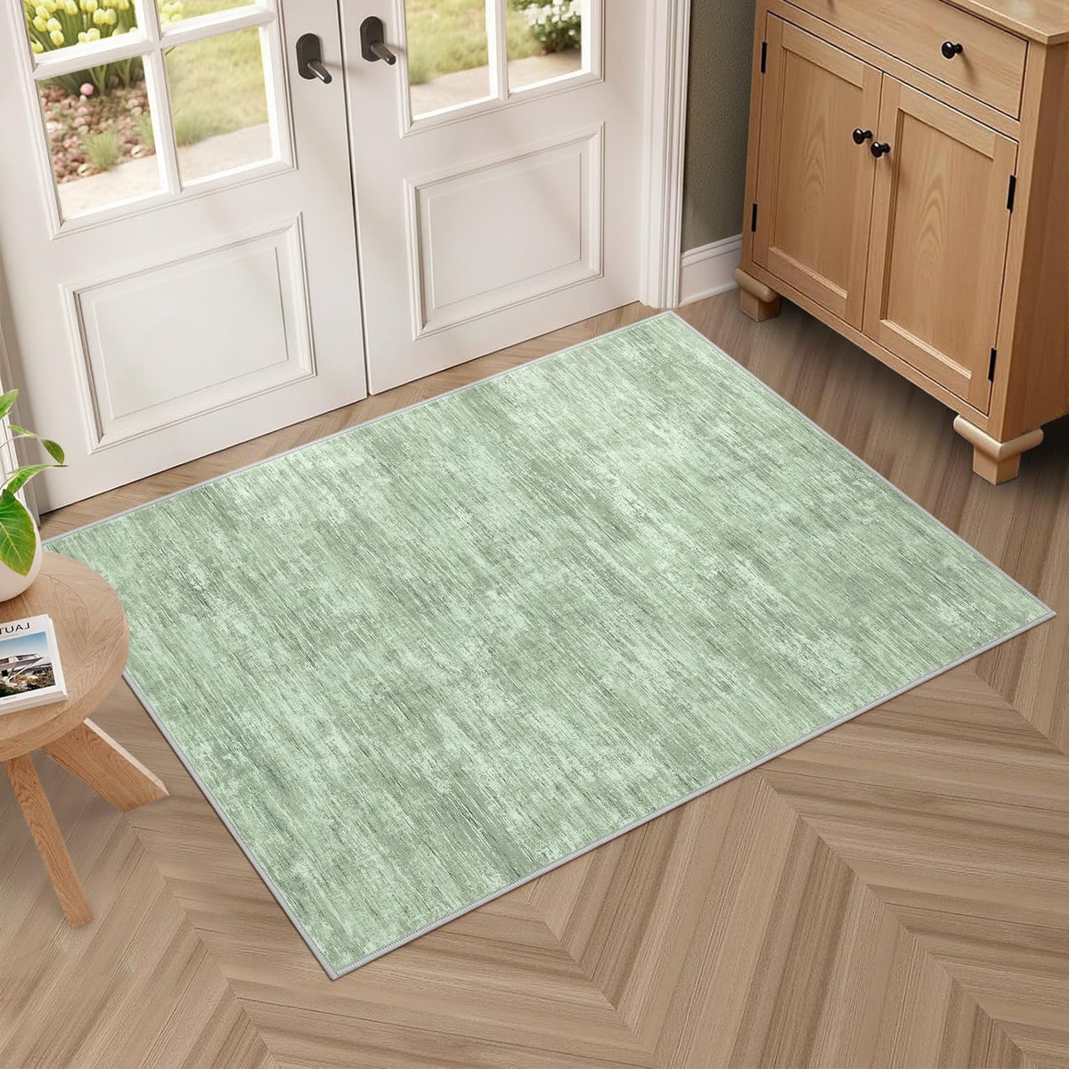 RUGSREAL Bedroom Area Rug 4x6 Modern Abstract Area Rug Stain Resistant Small Living Room Rug Contemporary Dining Room Rug Non-Slip Solid Rug Aesthetic Accent Floor Carpet for Kitchen Office, Dark Grey