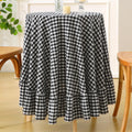 Blush White Gingham Ruffled Table Cloth Rectangular 120“x60”