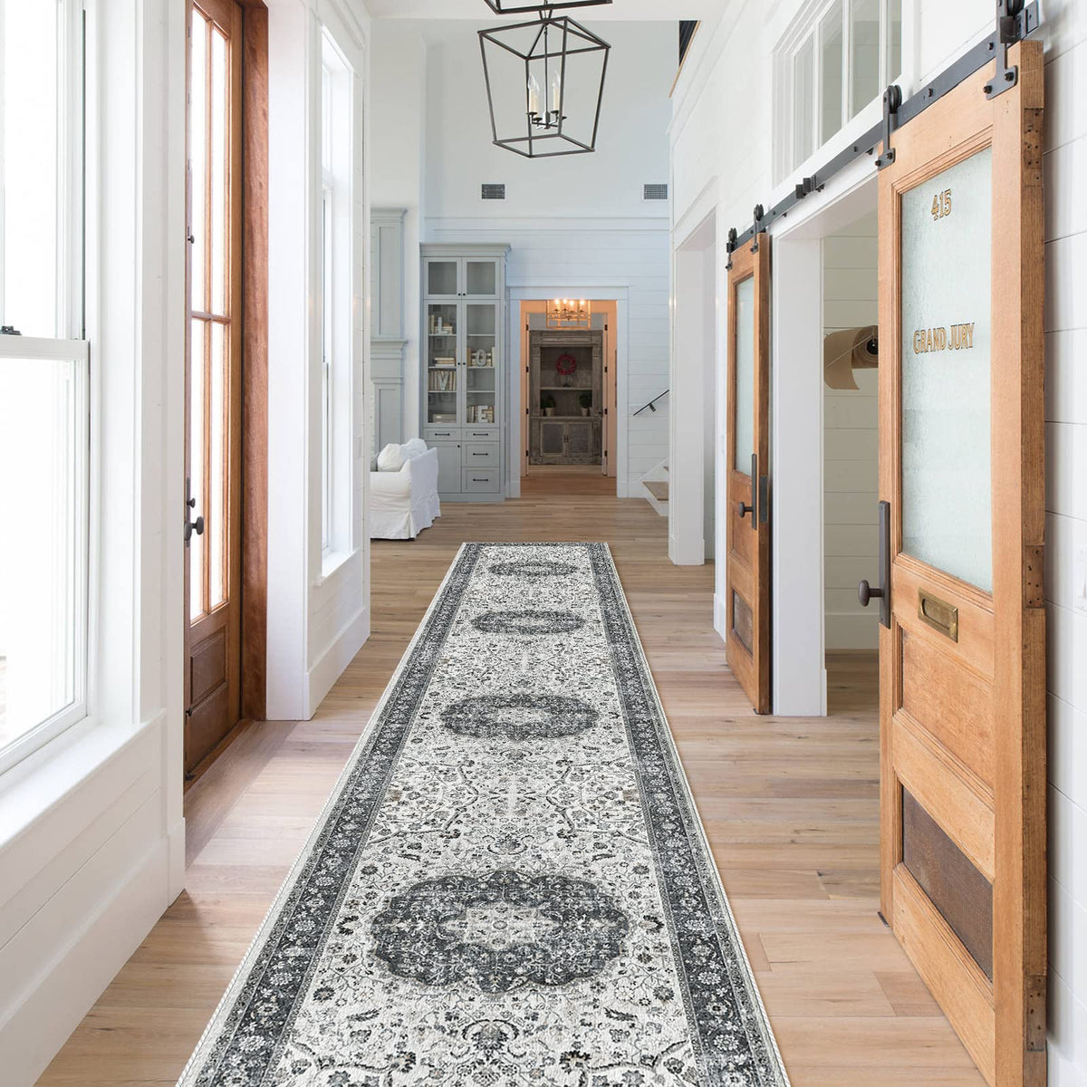 Hallway Washable Runner Rug - 2x10 Kitchen Rugs Entryway Rug Runner Vintage Soft Floor Mat Non Slip Indoor Farmhouse Carpet for Bathroom Living Room Bedroom (2 X 10, Beige)