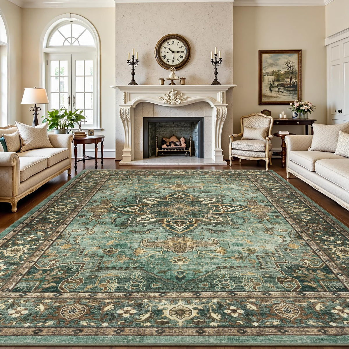 Lofus 5x7 Area Rugs for Living Room Bedroom, Soft Boho Carpet Floral Brown
