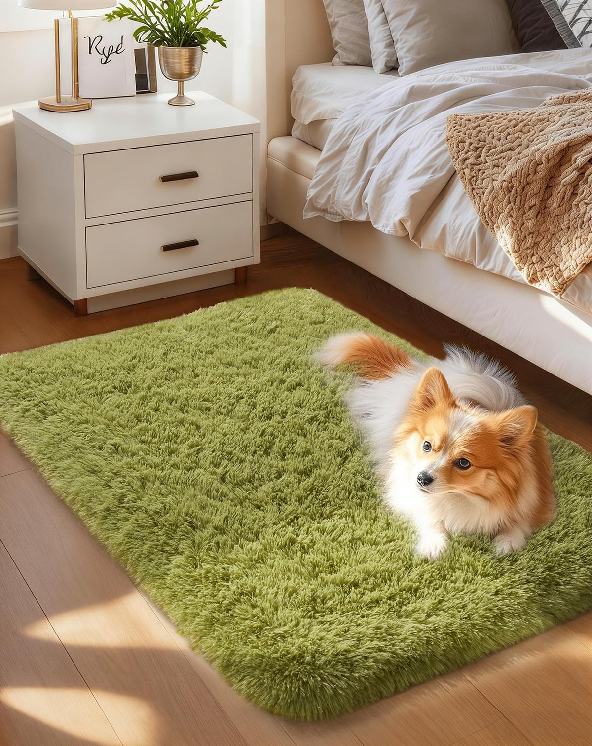 Ophanie Area Rugs for Bedroom, Christmas Upgrade Non-Slip Ivory Fluffy Soft Shag Living Room Carpet, Indoor Floor 4x6 Fuzzy Shaggy Plush Nursery Rug for Kids Dorm Decor with Over 99 pcs Pile fibers