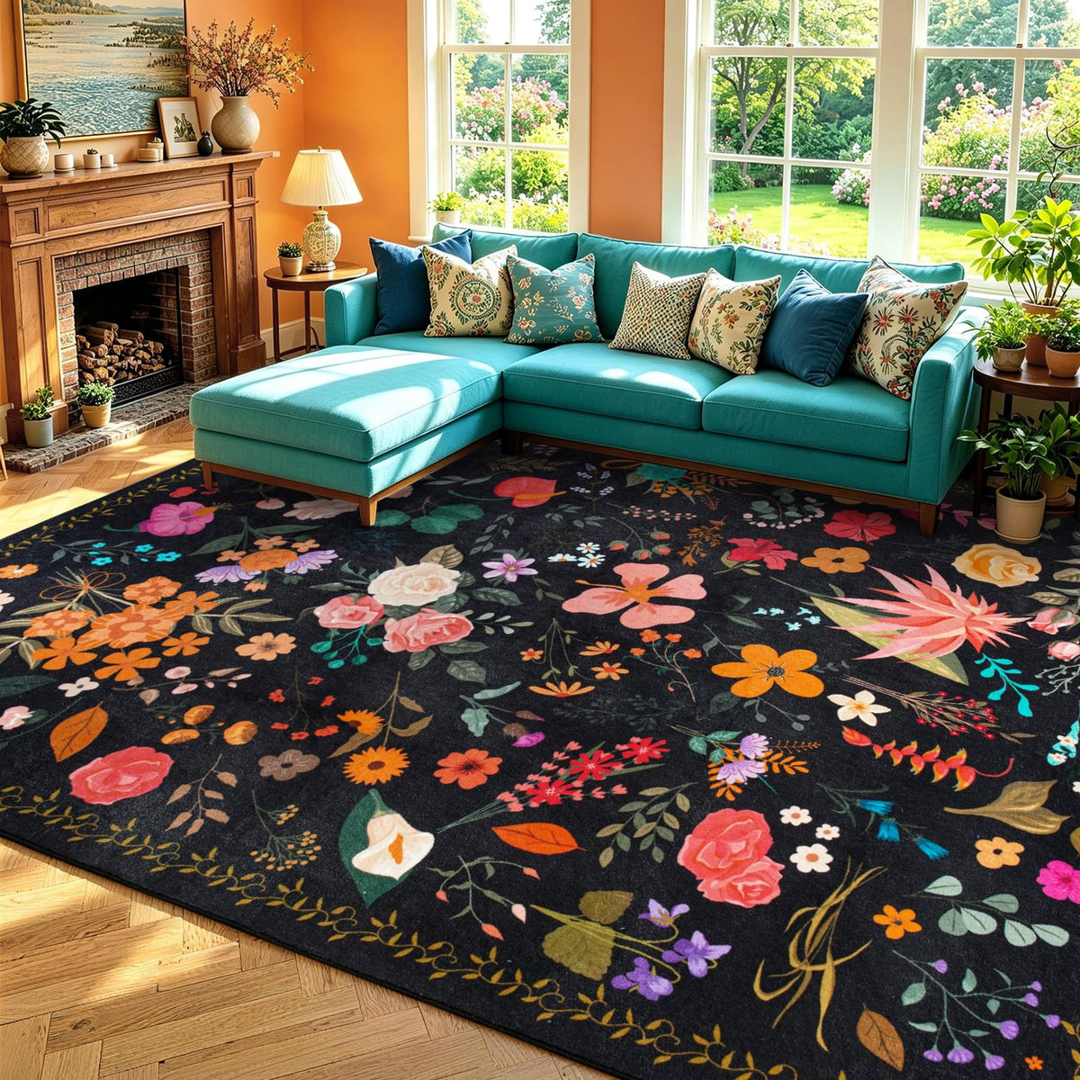 6x9 Ft Large Area Rugs for Living Room, Soft Non-Slip Washable Rugs Modern Abstract Pattern Carpet for Bedroom Indoor Floor Nursery Home Decor (Blue)