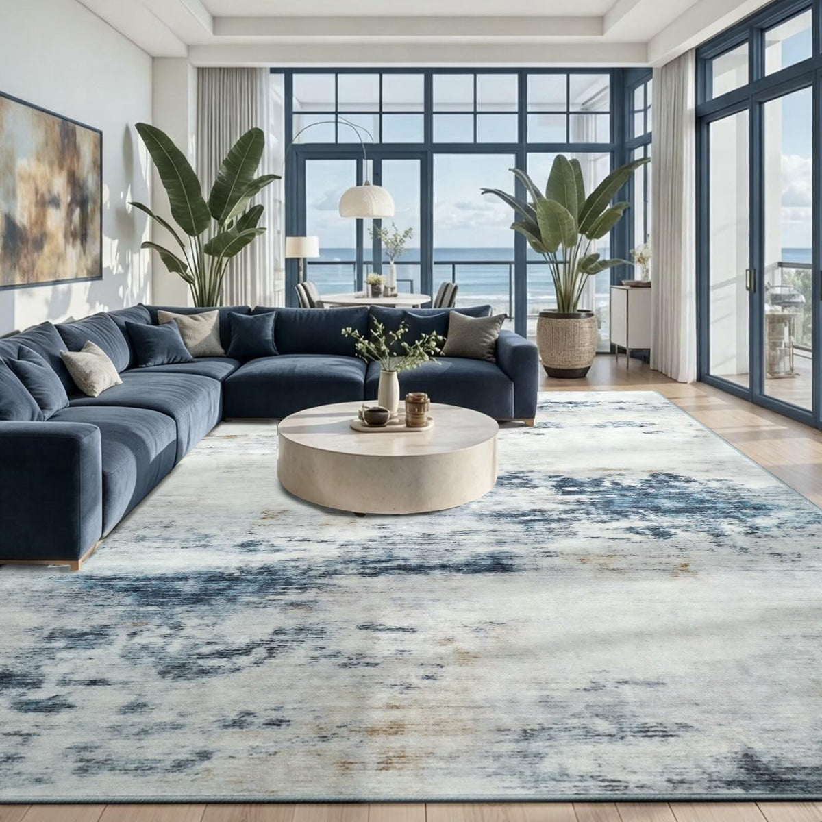 Toneed 4'x6' Washable Area Rugs for Bedroom Living Room, 48"x72" Grey