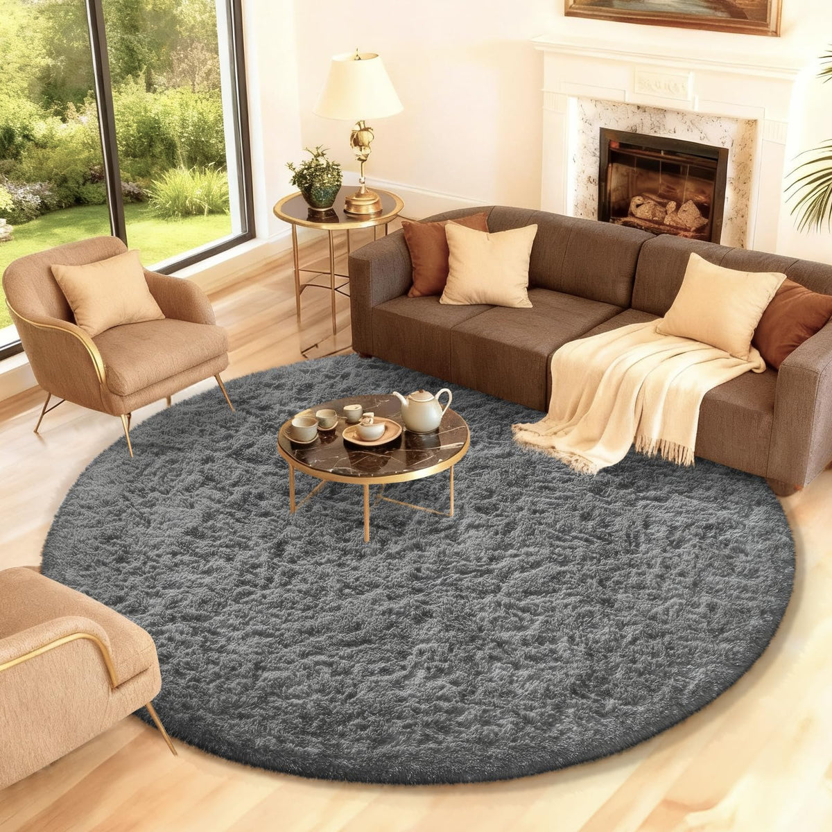 Ophanie Area Rugs for Living Room Bedroom, Washable Non-Slip Fluffy Soft Grey Shag Carpet, Indoor Floor Gray 4x6 Fuzzy Shaggy Living Room Plush Rug for Kids Home Dorm Decor Aesthetic