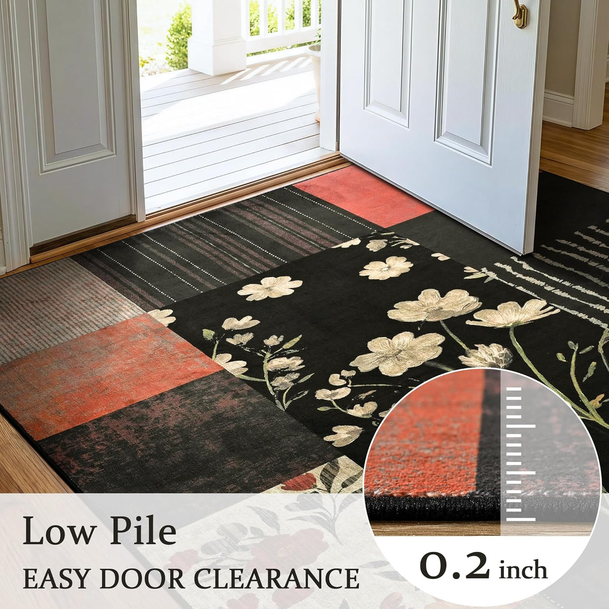 4'x6' Colorful Geometric Patchwork Floral Area Rug