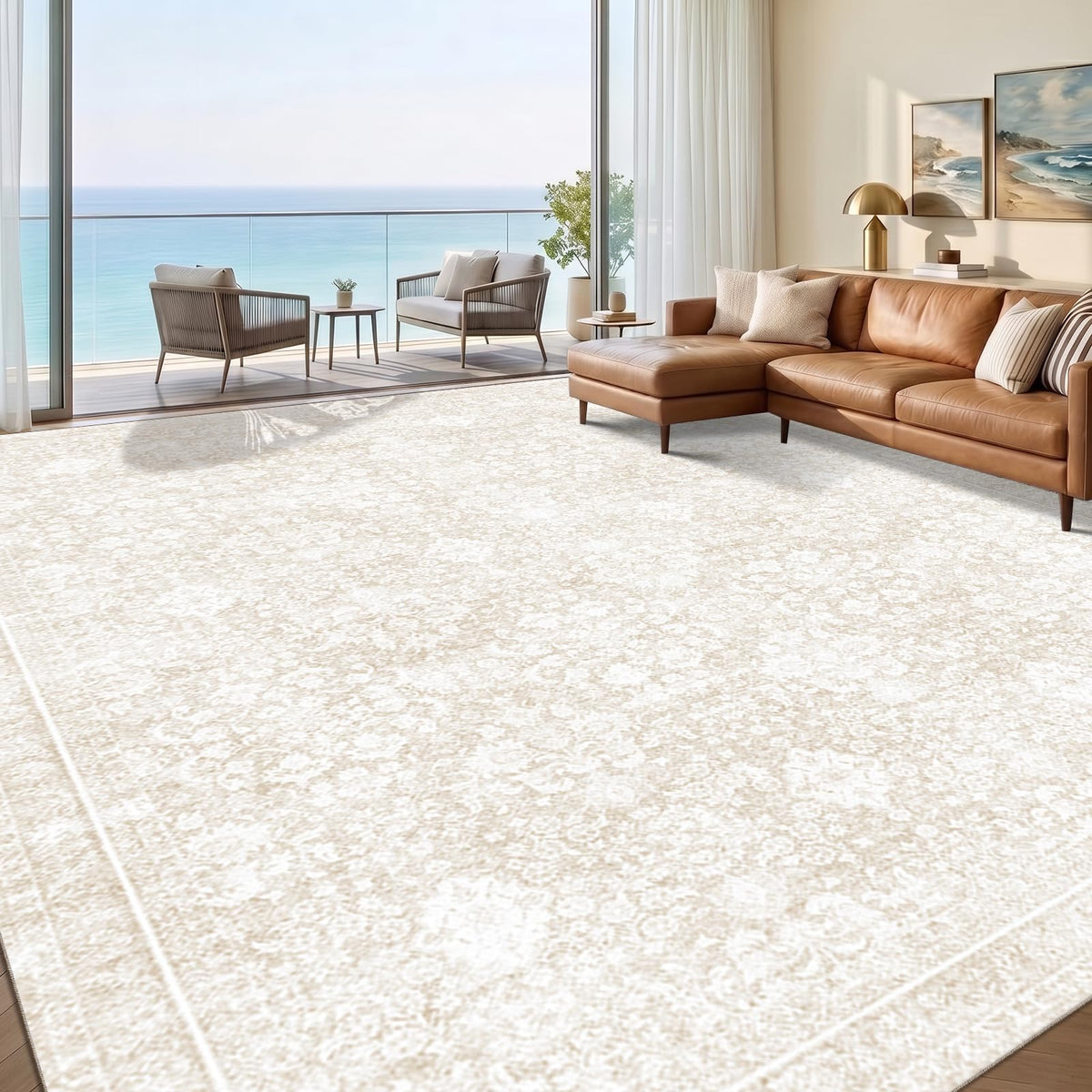 Sasttie 4x6 Area Rugs, Ultra-Soft Washable Rug for Living Room, Beige